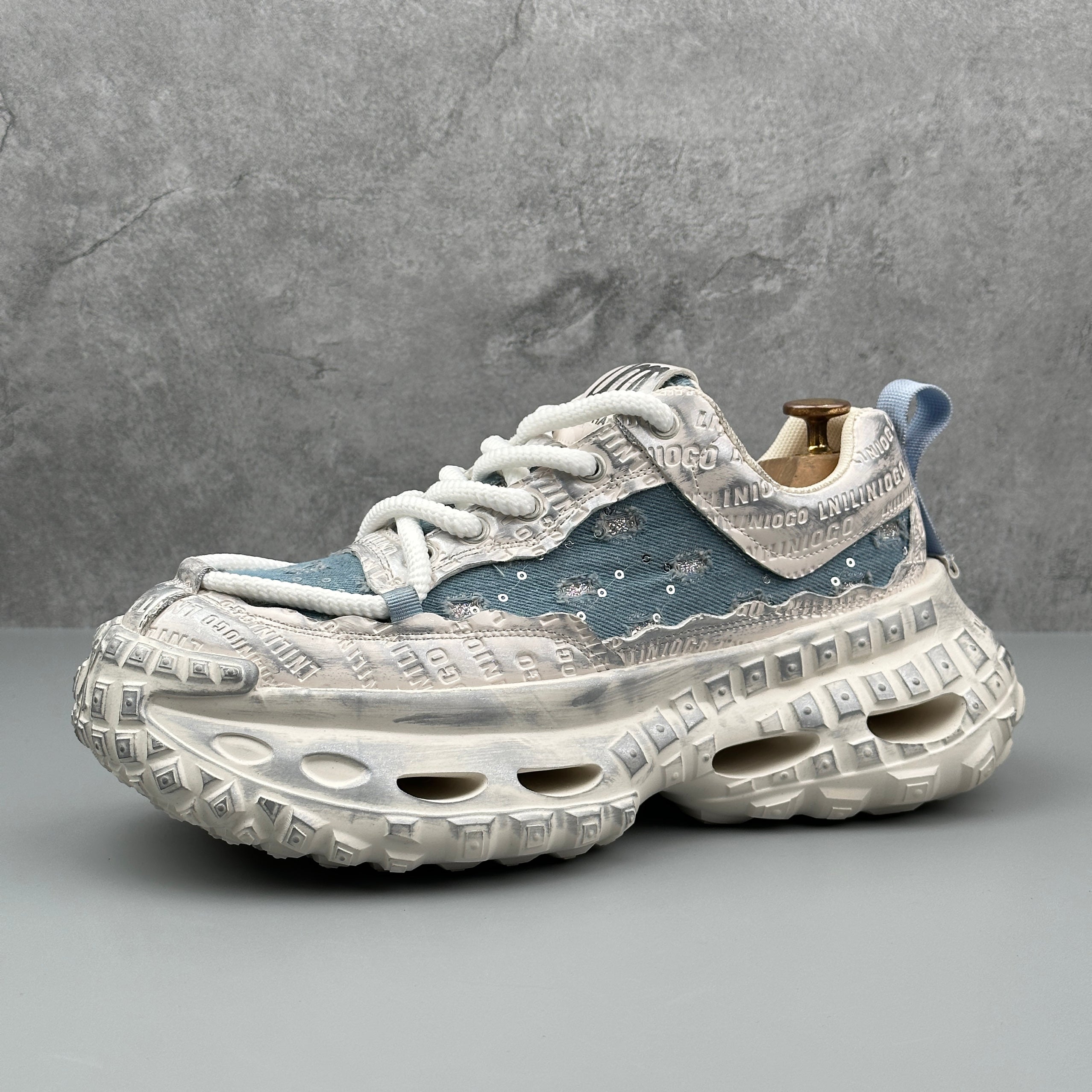 Hybriss RetroSpark Lake Blue– Youth Retro Dad Shoes