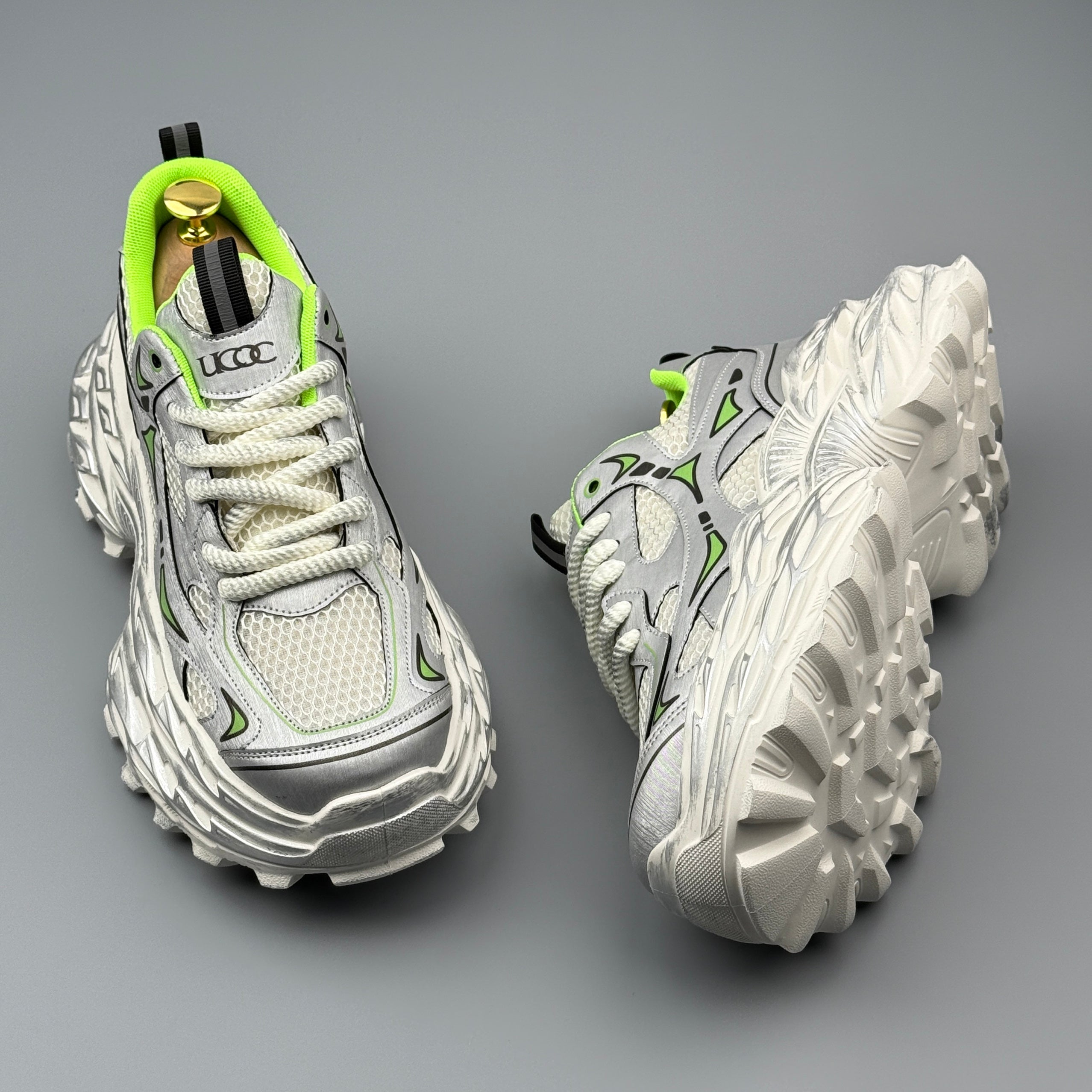 Hybriss ElevateCore Silver Green– Youth Casual Dad Shoes