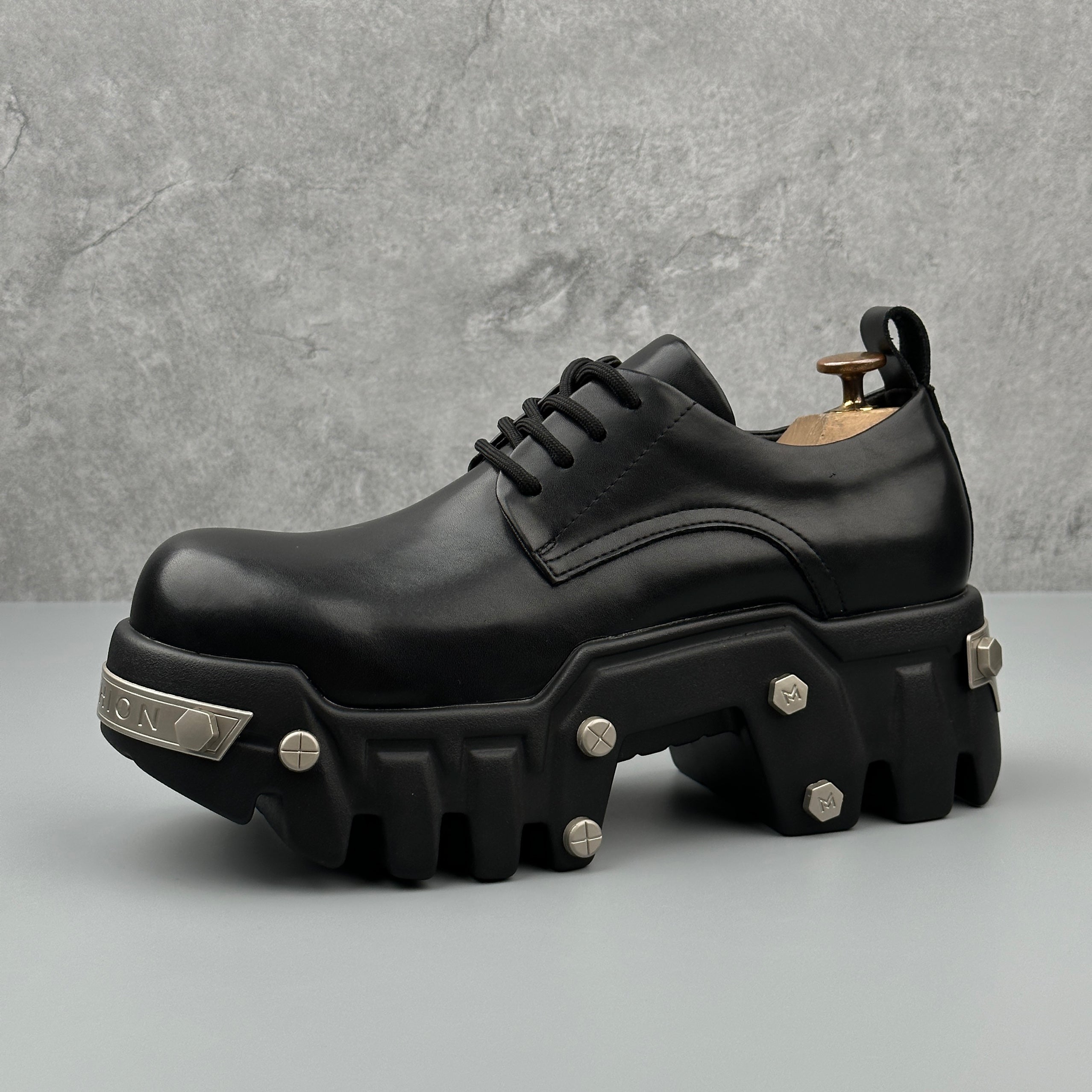 Hybriss Punkforge Black– Punk Casual Leather Shoes