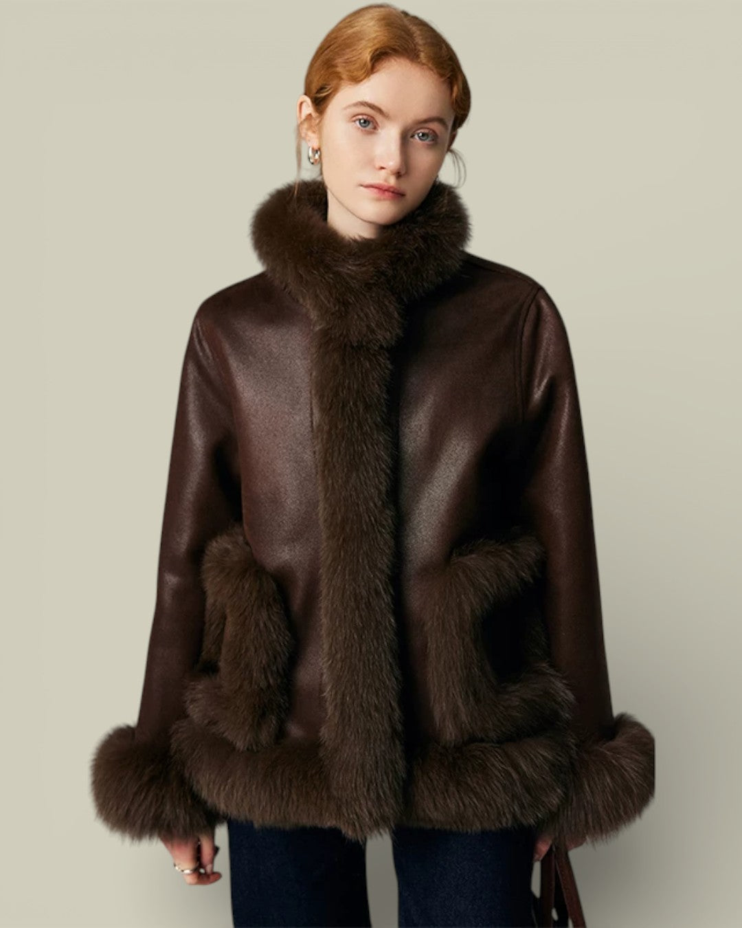 Hybriss "Lyra" Pure-Fox Round Neck Coat