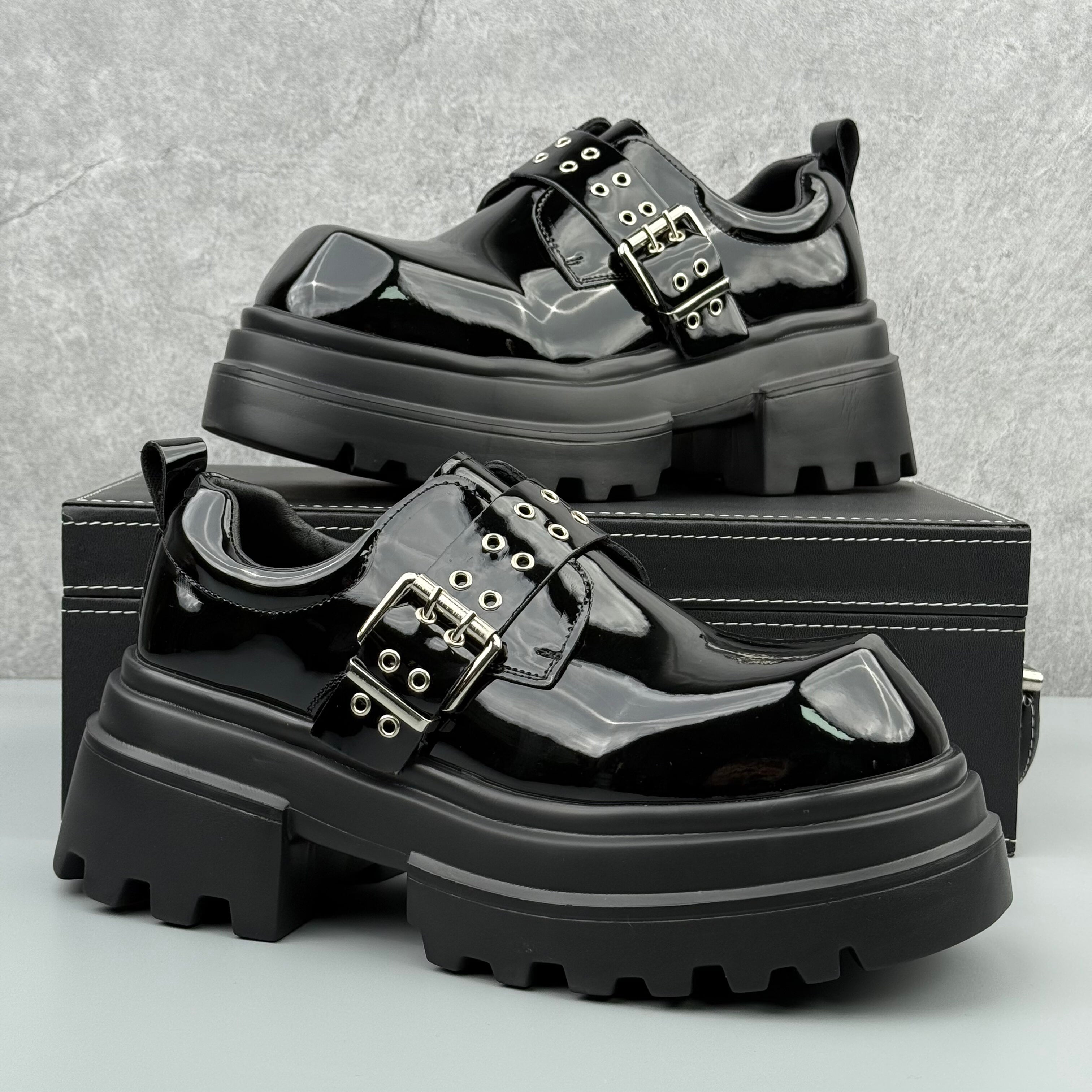 Hybriss DailyGloss Black– Casual Leather Shoes