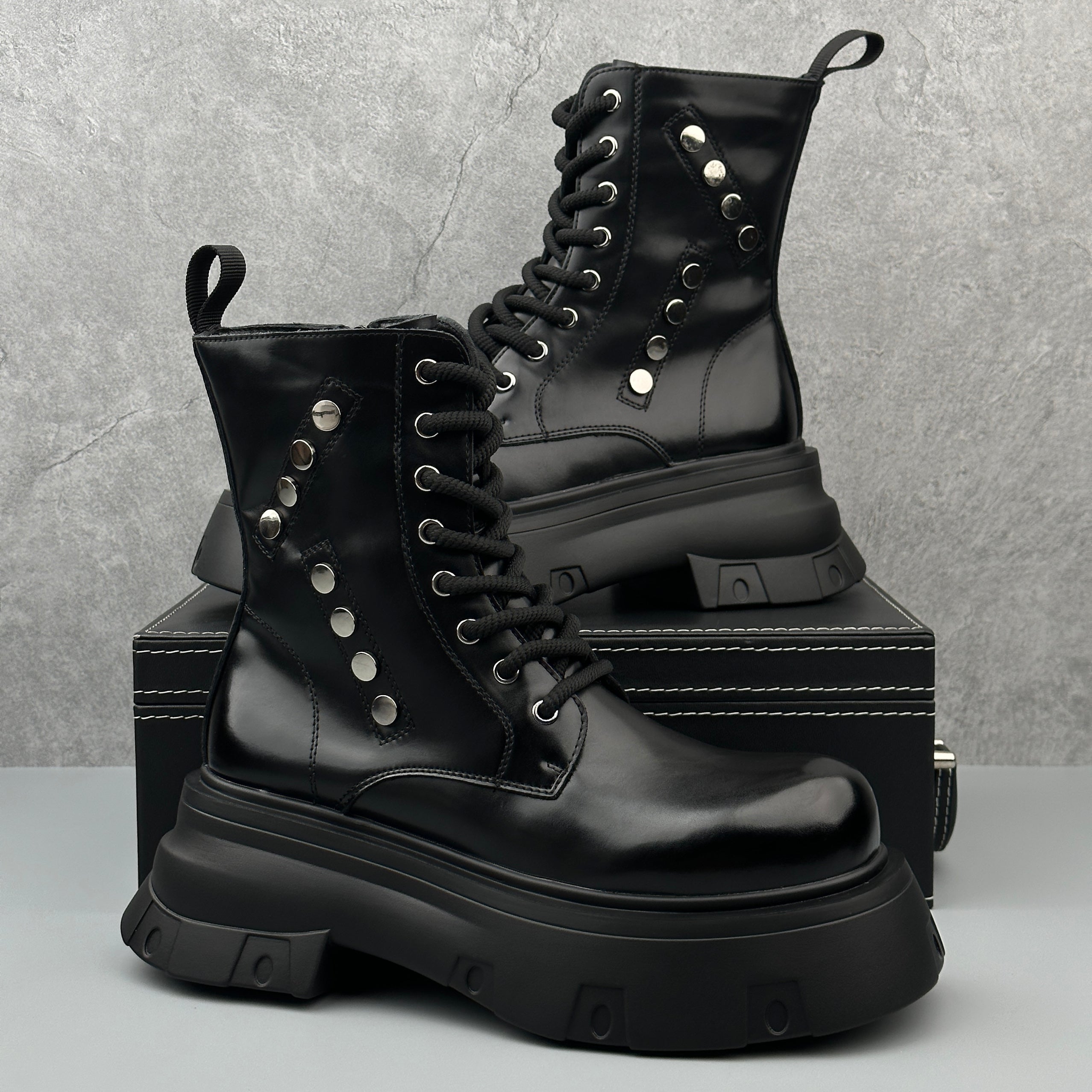 Hybriss Dominion– Martin Boots with Rivet Detail