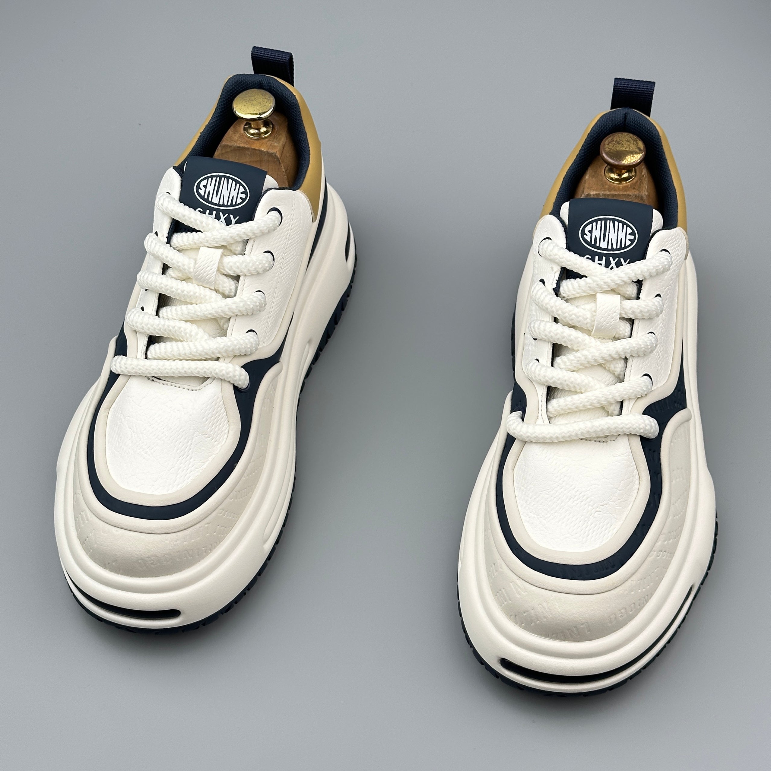 Hybriss LightTrend White Blue– PU & Mikrofaserleder Sneakers