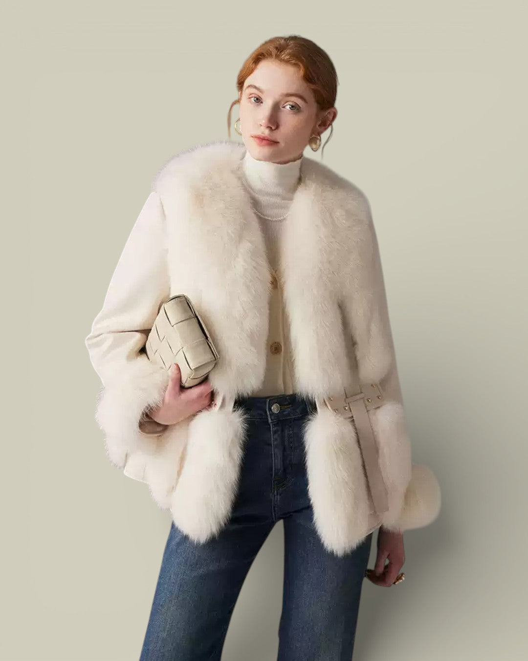 Hybriss "Iris" Sculpted Whole-Leather Fox Coat