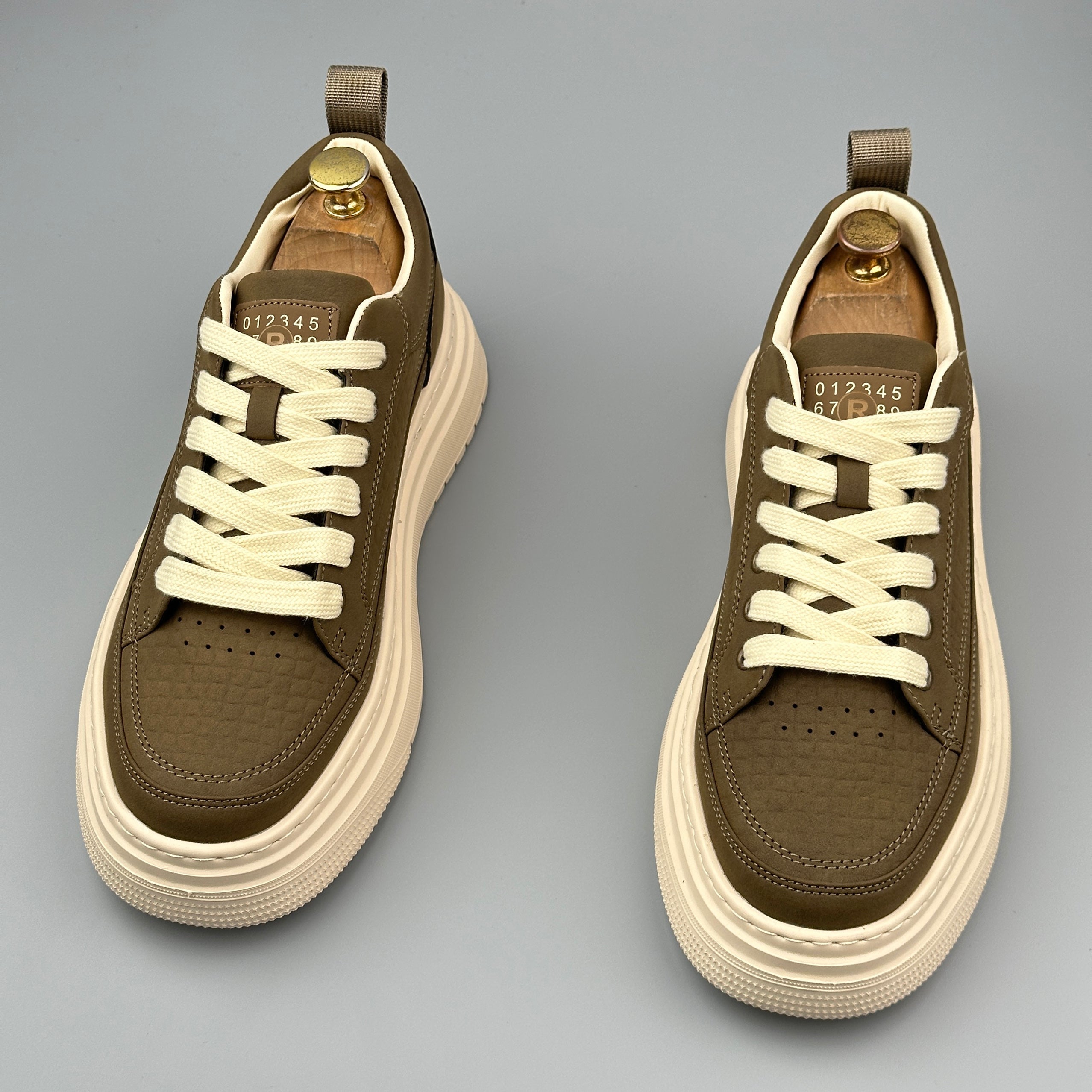 Hybriss ThreadLine Khaki– Schlichte Mikrofaserleder Sneakers