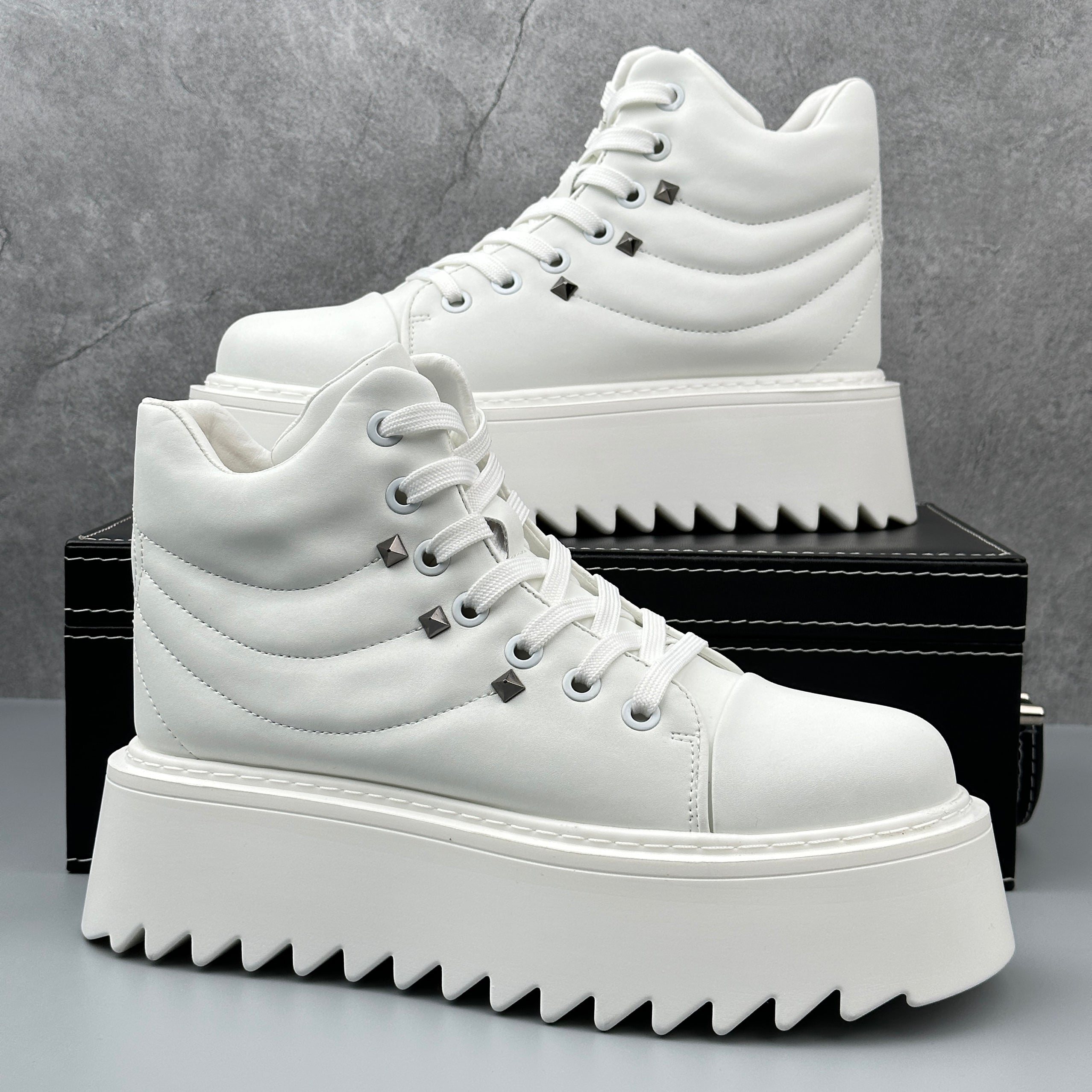 Hybriss Vortex White– Korean Style High-Top Boots