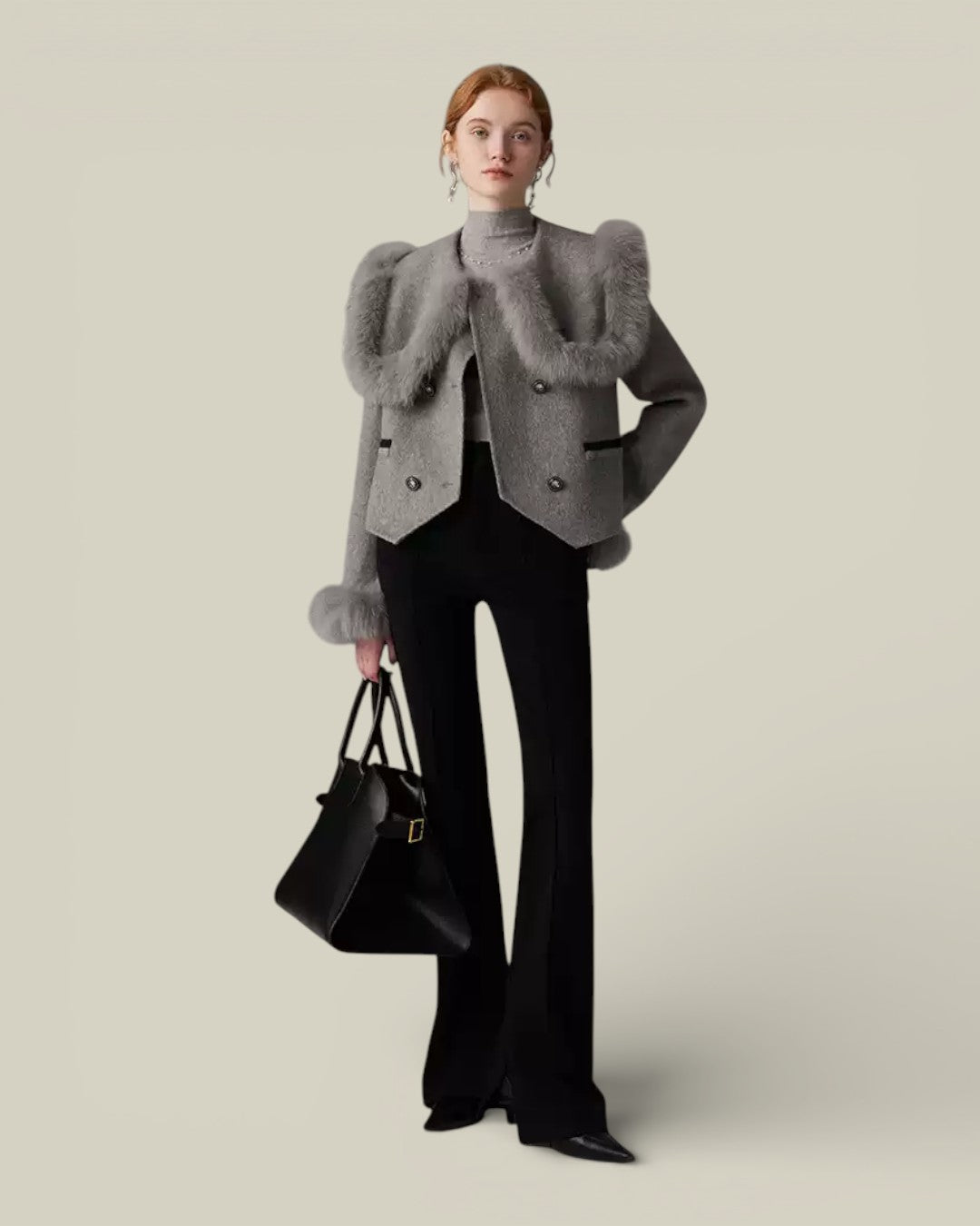 Hybriss "Aura" Sculptural Wool Cloak - Carbon Gray