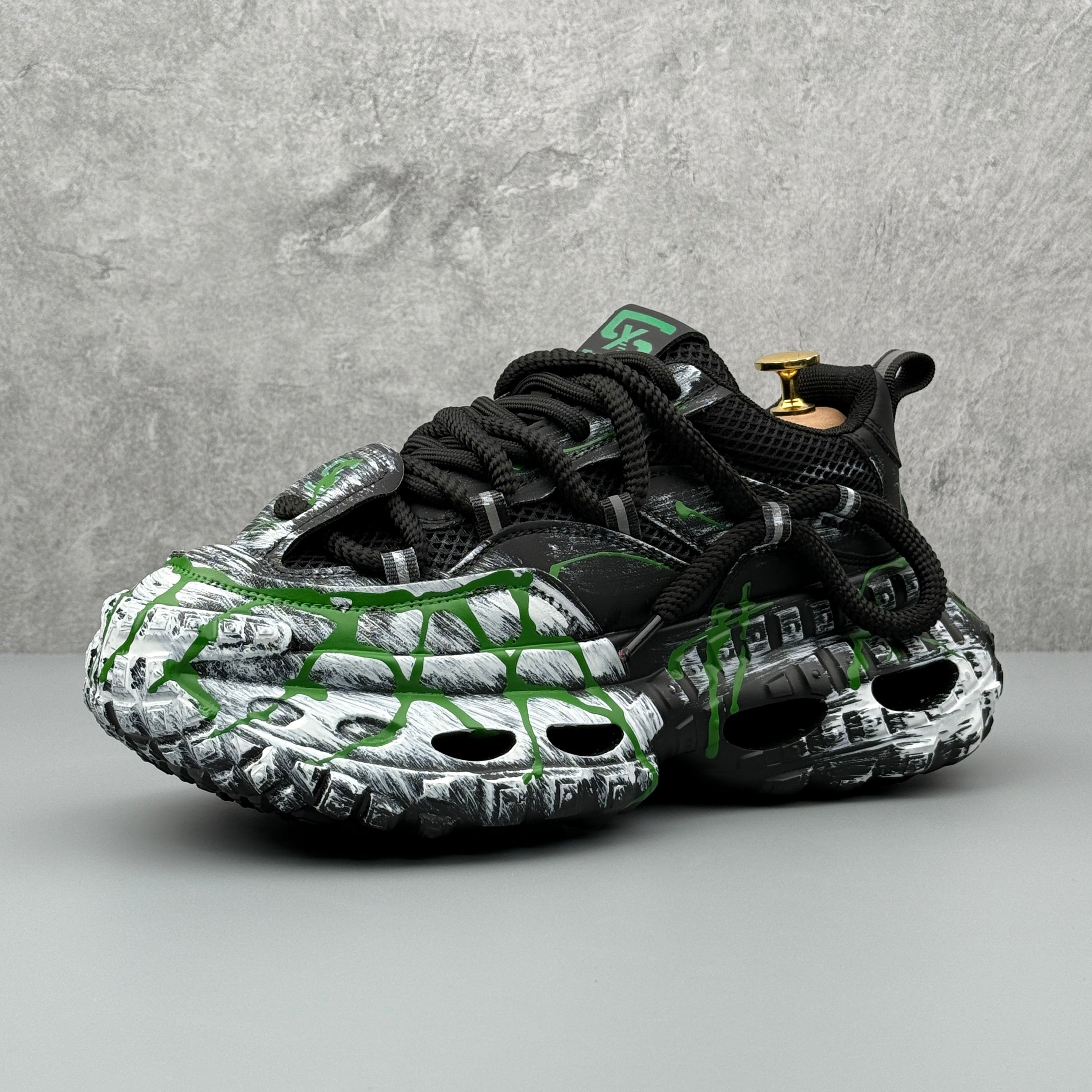 Hybriss ThreadLift Black Green– Men’s Dad Shoes