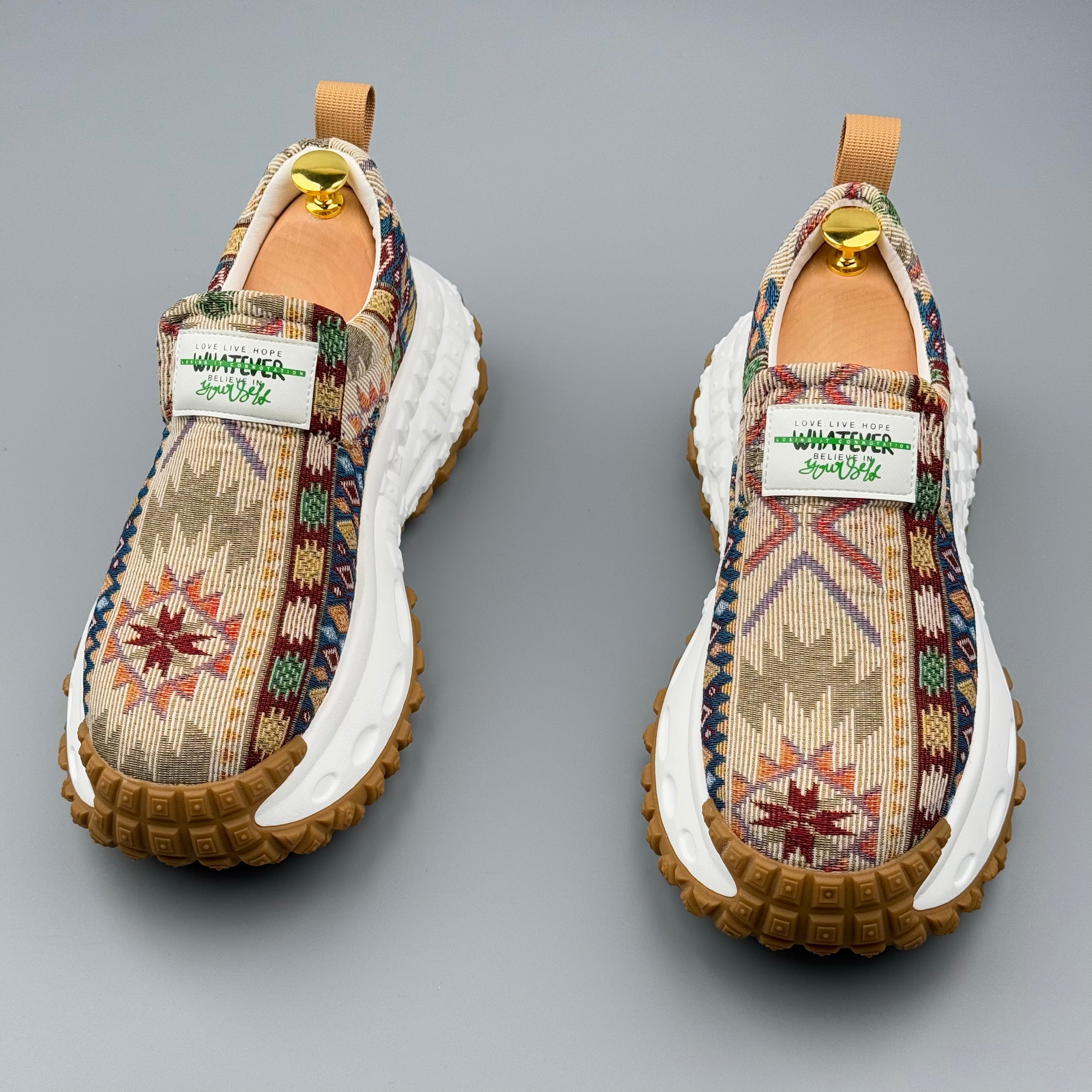 Hybriss Vnnsijie EmbroAir Yellow– Sporty Casual Slip-On Shoes