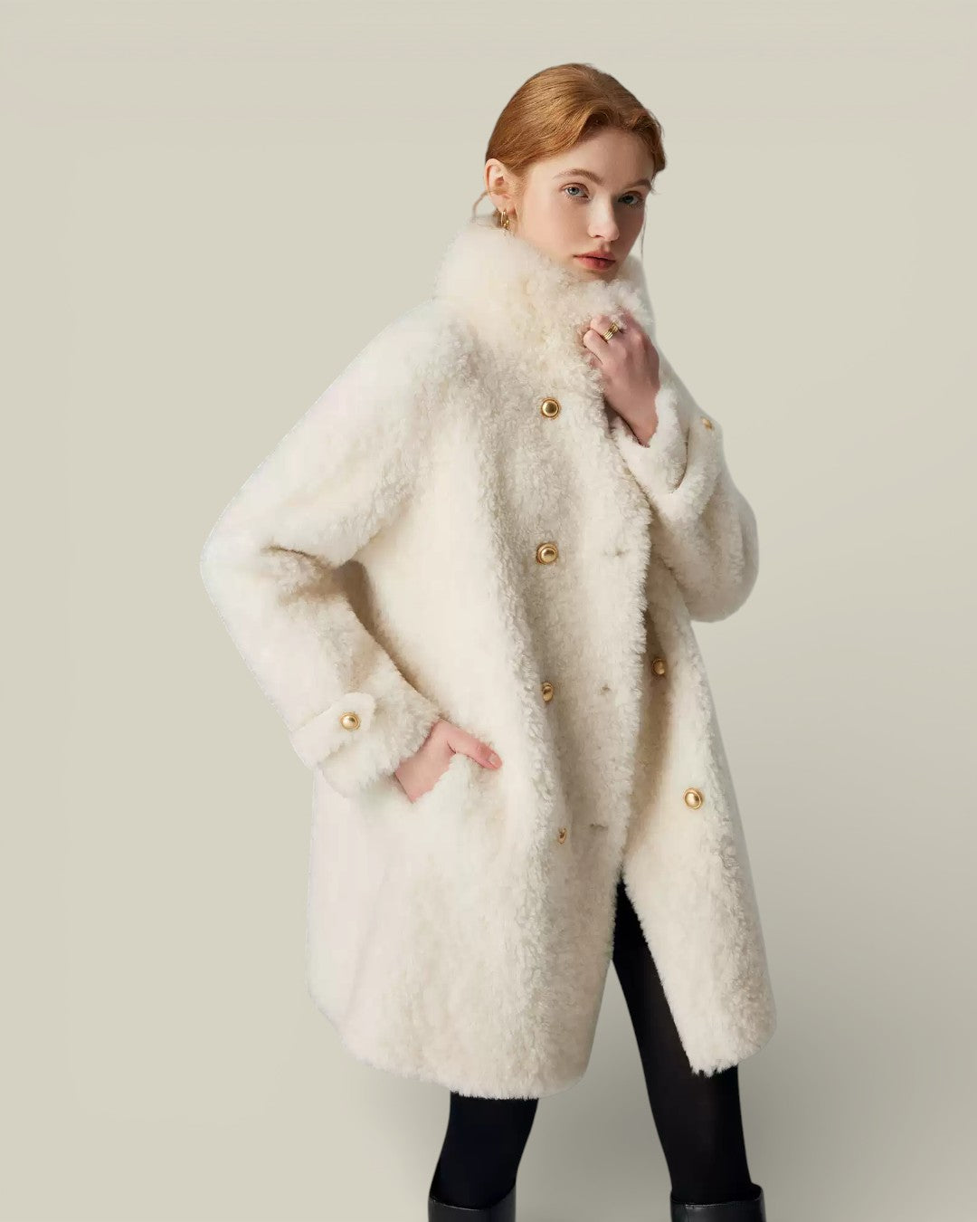 Hybriss "Lumina" Double-Breasted Wool Coat