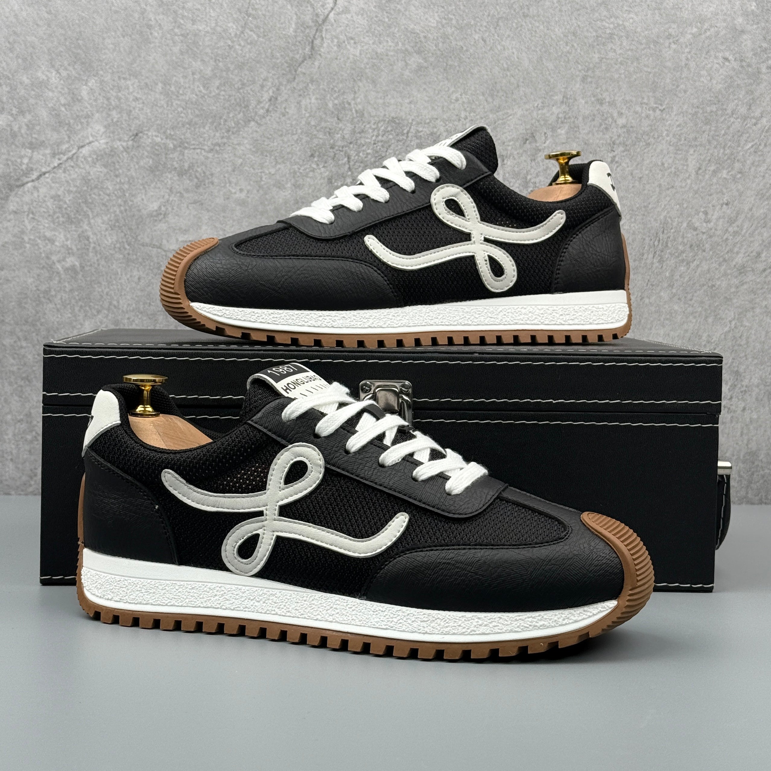 Hybriss SummerCore – PU Black& Mischmaterial Sneakers