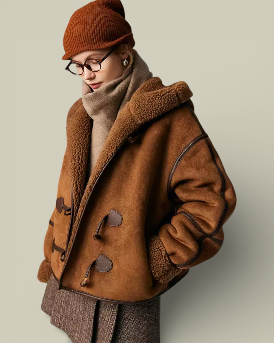 Hybriss "Sovereign" Hooded Shearling-Wool Parka