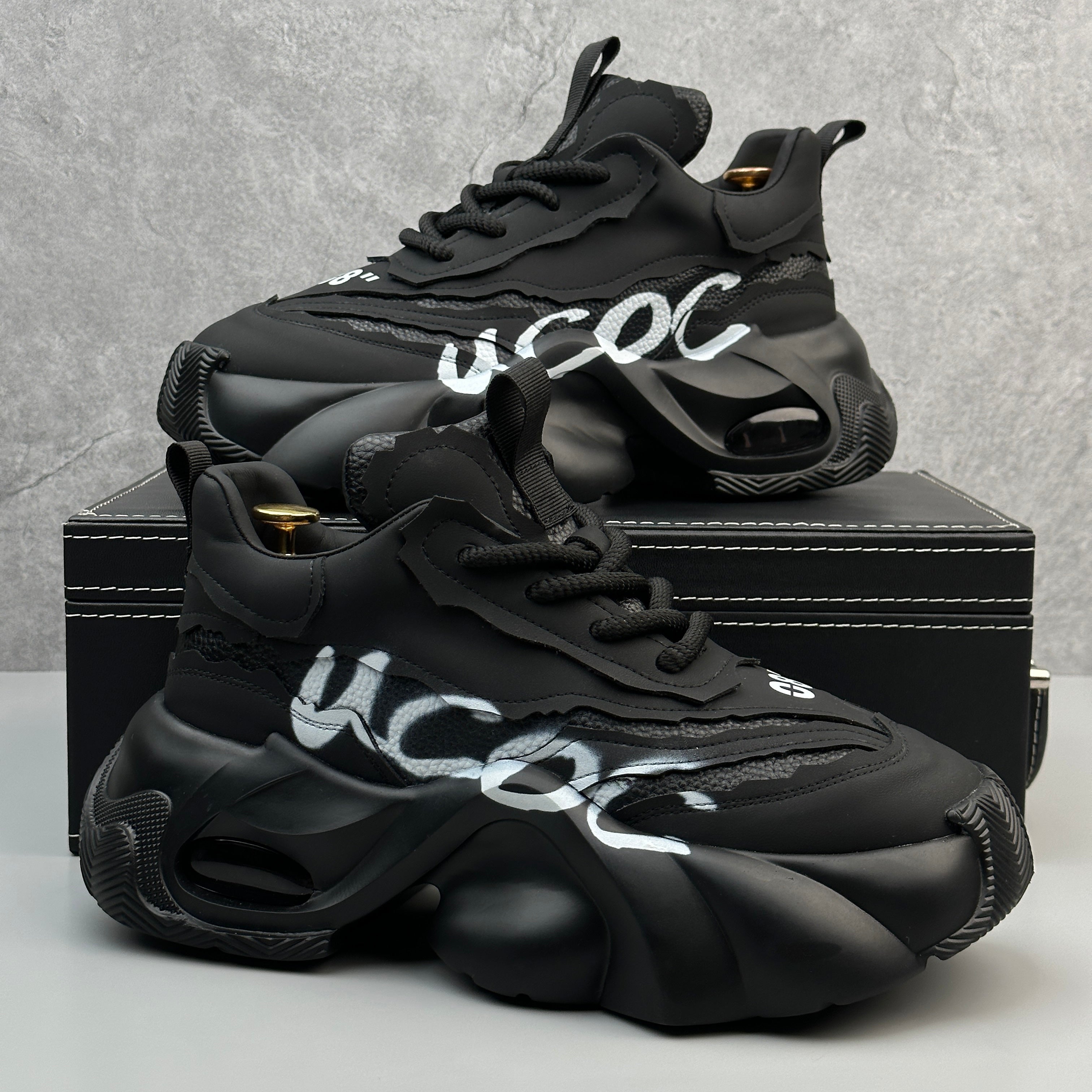 Hybriss Cabuncci SpliceRise Black– Sporty Dad Shoes