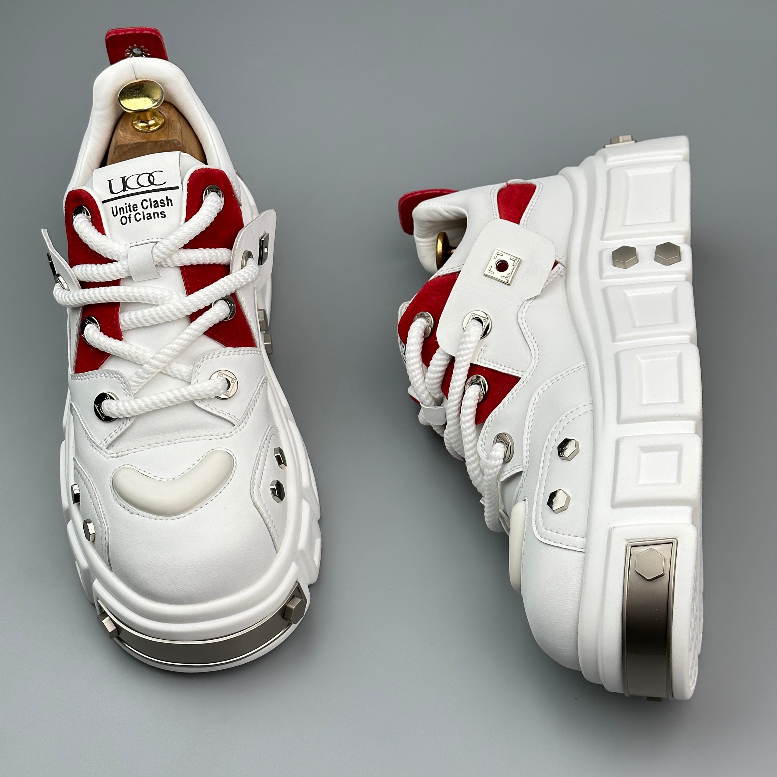 Hybriss RivetCore White Red– Chinese Style Dad Shoes