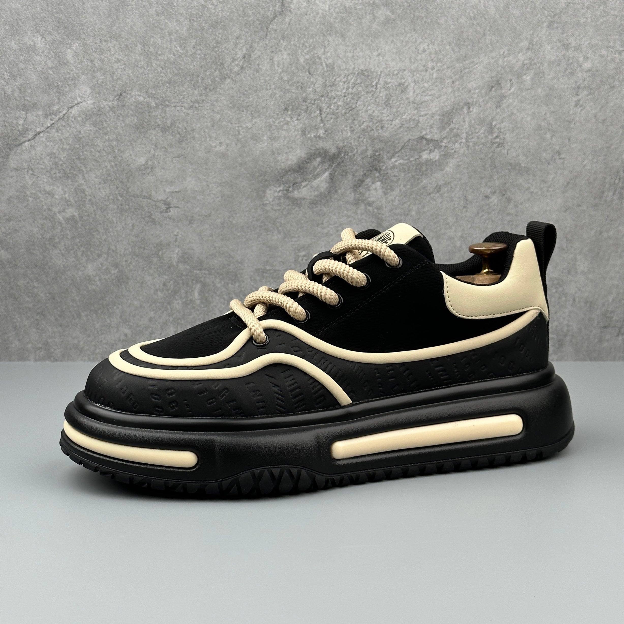 Hybriss LightTrend Black– PU & Mikrofaserleder Sneakers