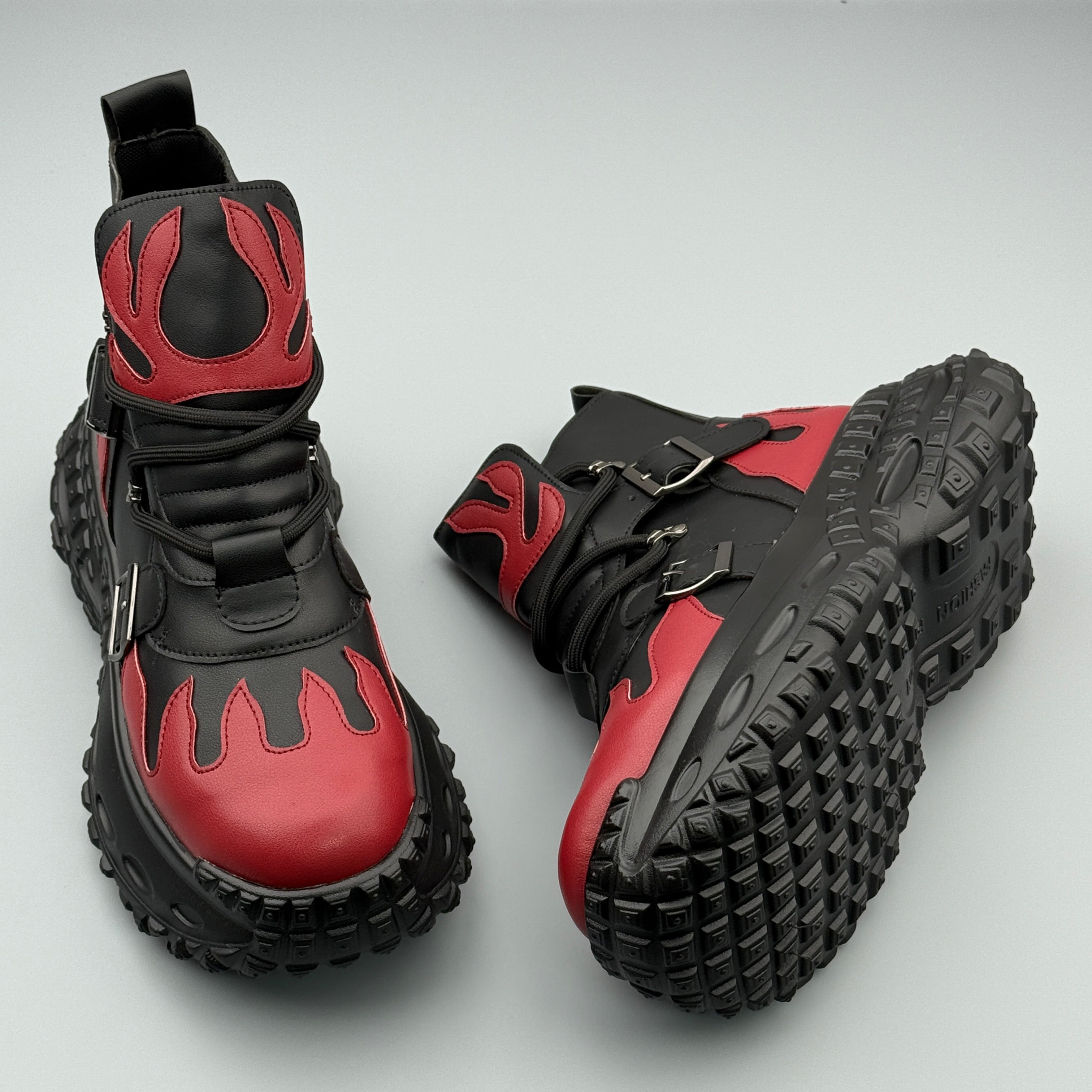 Hybriss Apex Black Red– Casual High-Top Leather Shoes