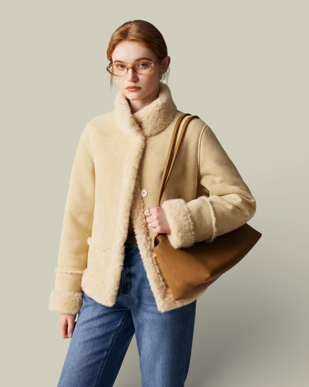 Hybriss "Solas" Buttermilk Eco-Fur Jacket