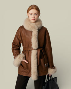 Hybriss "Elysia" Mid-Length Fox-Trimmed Coat
