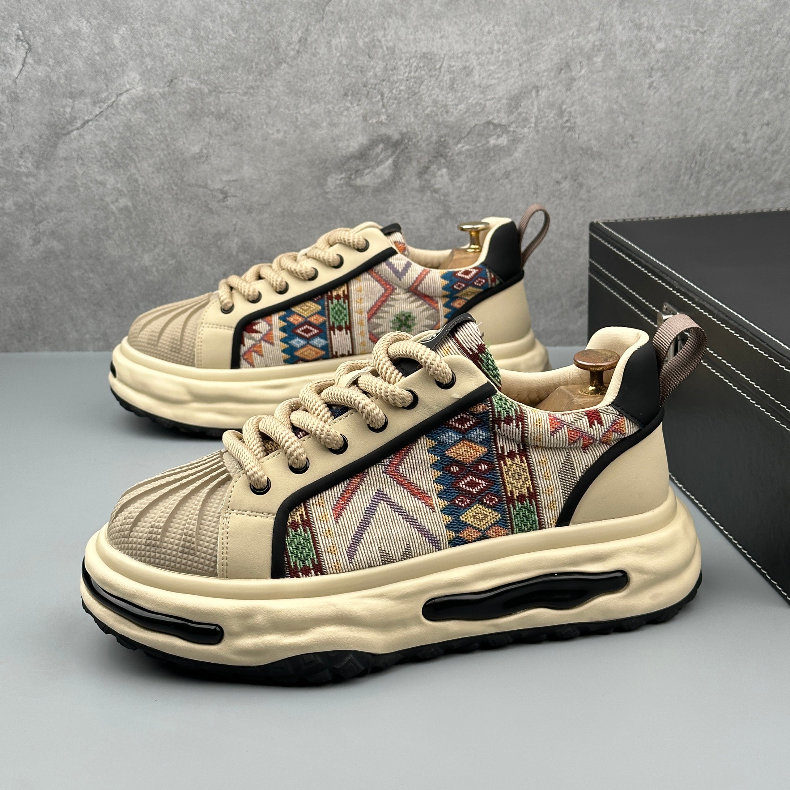 Hybriss VintageStitch – PU & Mikrofaserleder Sneakers