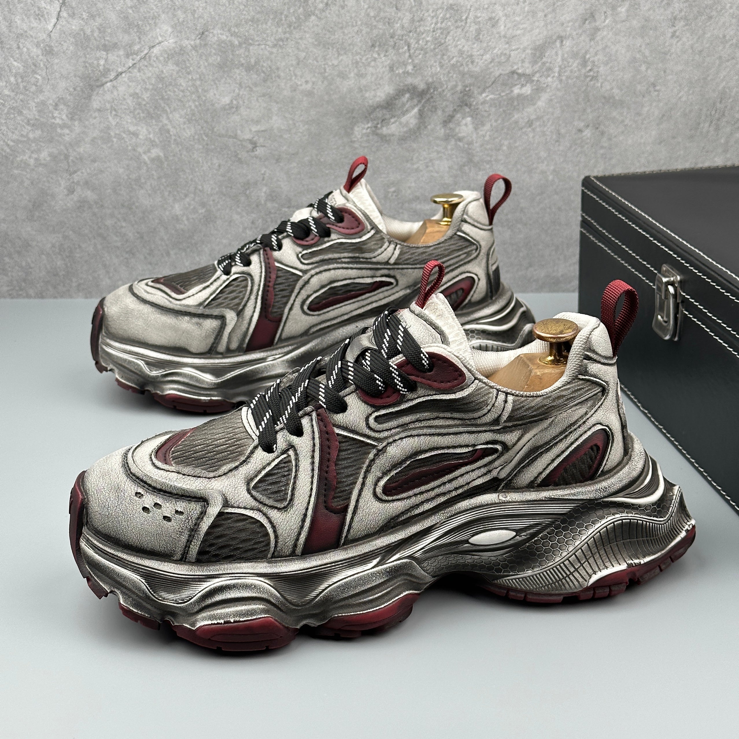 Hybriss RetroBreathe Wine Red– Youth Retro Dad Shoes