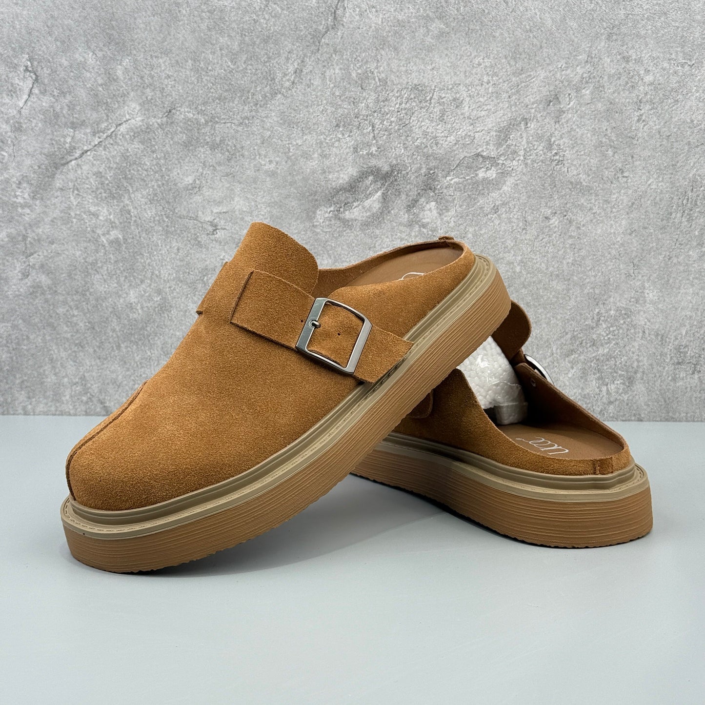 Hybriss Soft-Suede Buckled Platform Mule