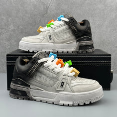 Hybriss EmbroCore Black White– PU & Mikrofaserleder Sneakers