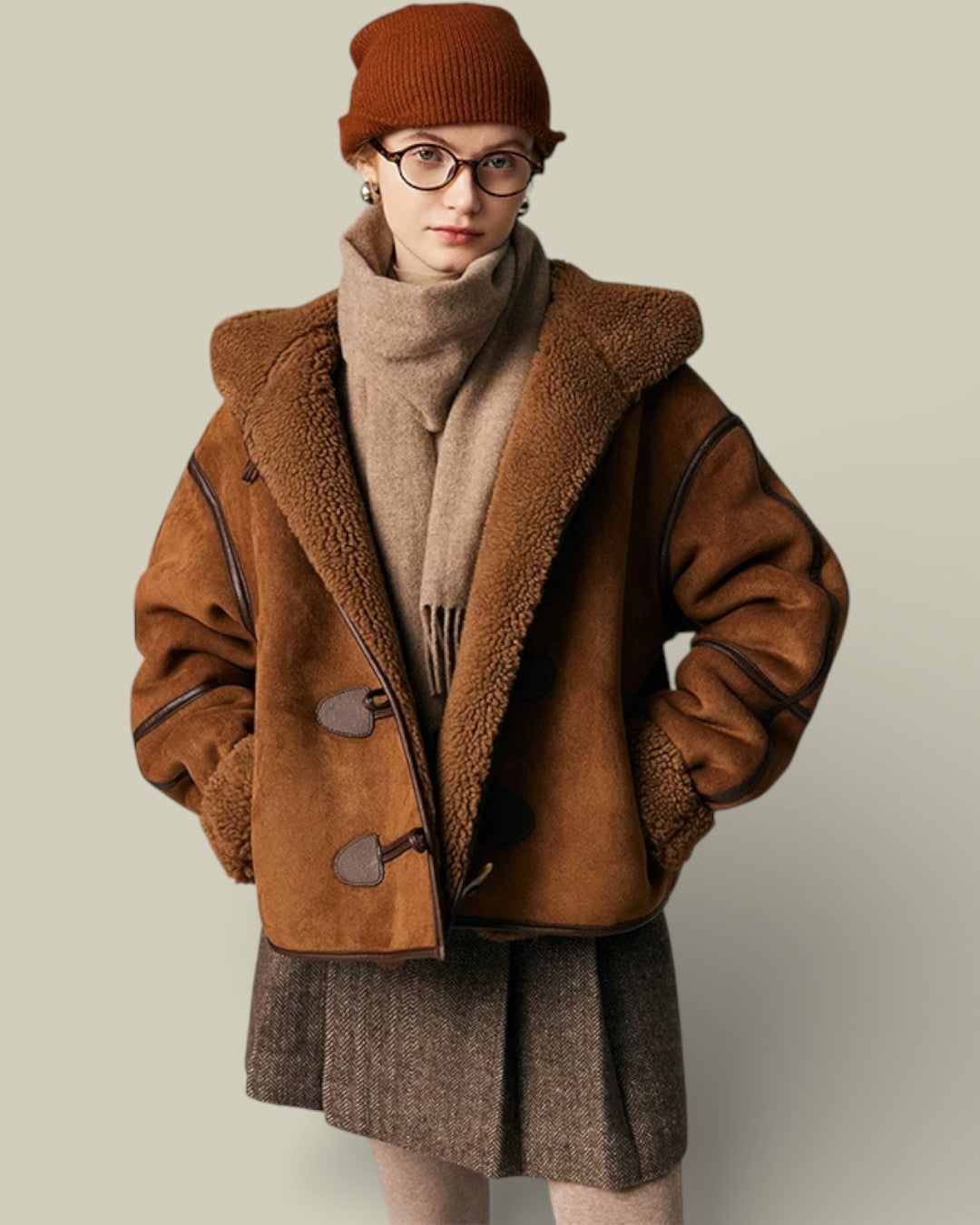 Hybriss "Sovereign" Hooded Shearling-Wool Parka