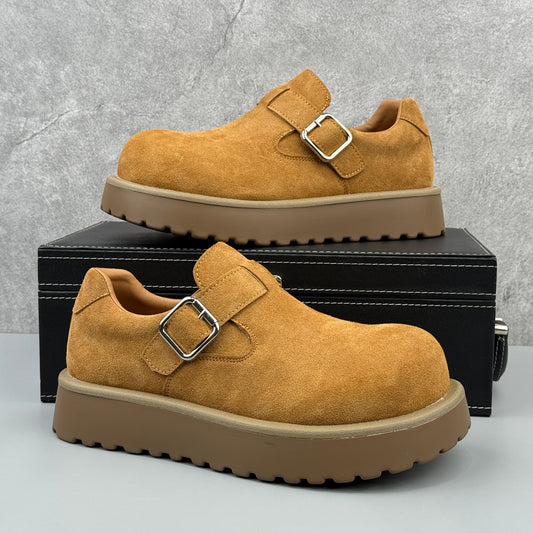 Hybriss Minimal Suede Platform Slip-On Mule