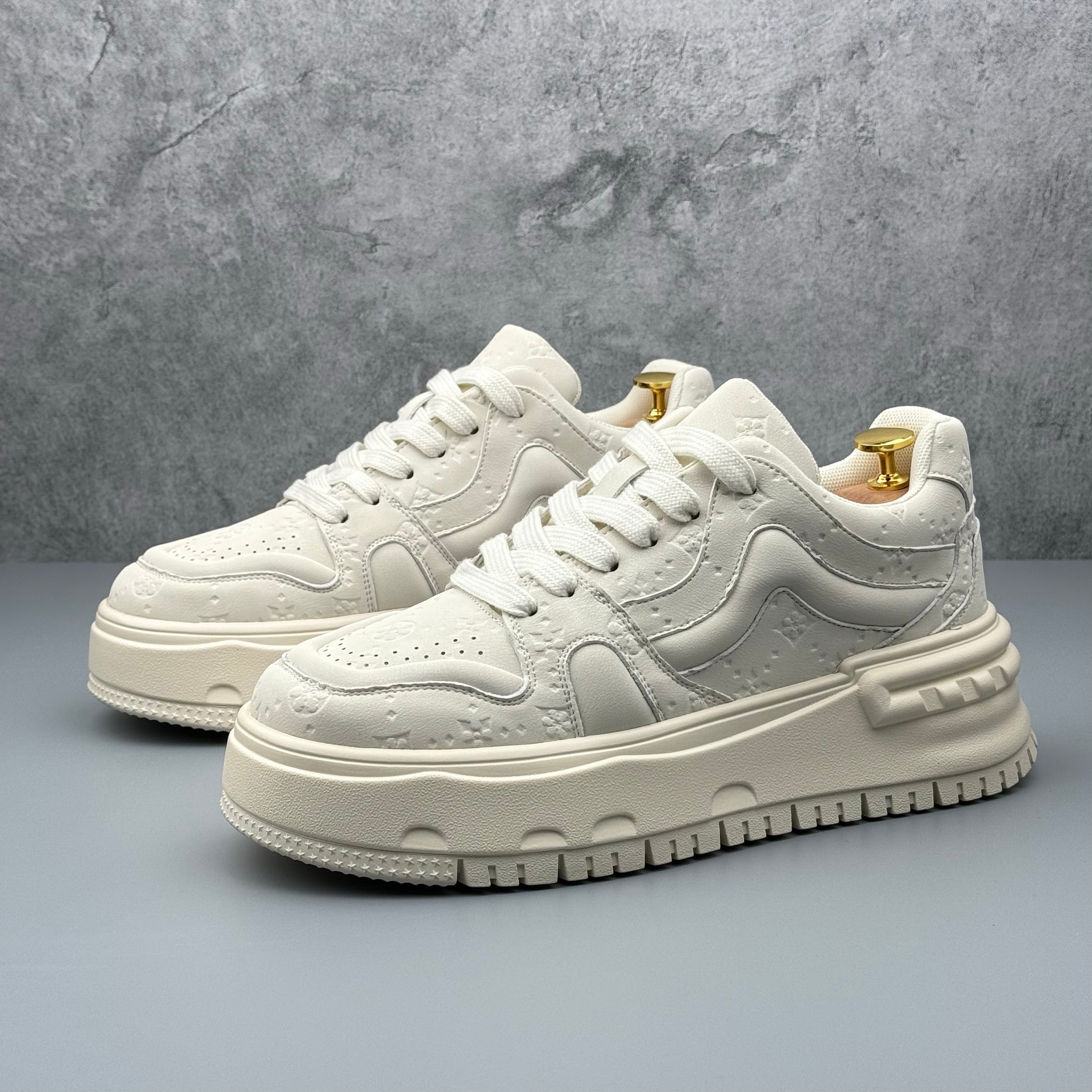 Hybriss CarveLine White– Mikrofaserleder Sneakers