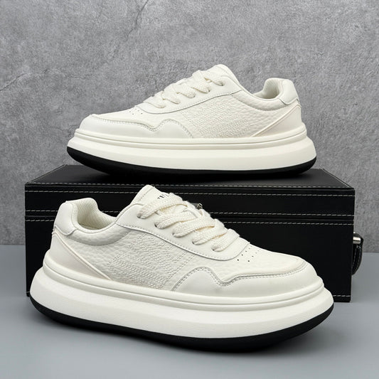 Hybriss Minimal Leather Court Platform Sneaker