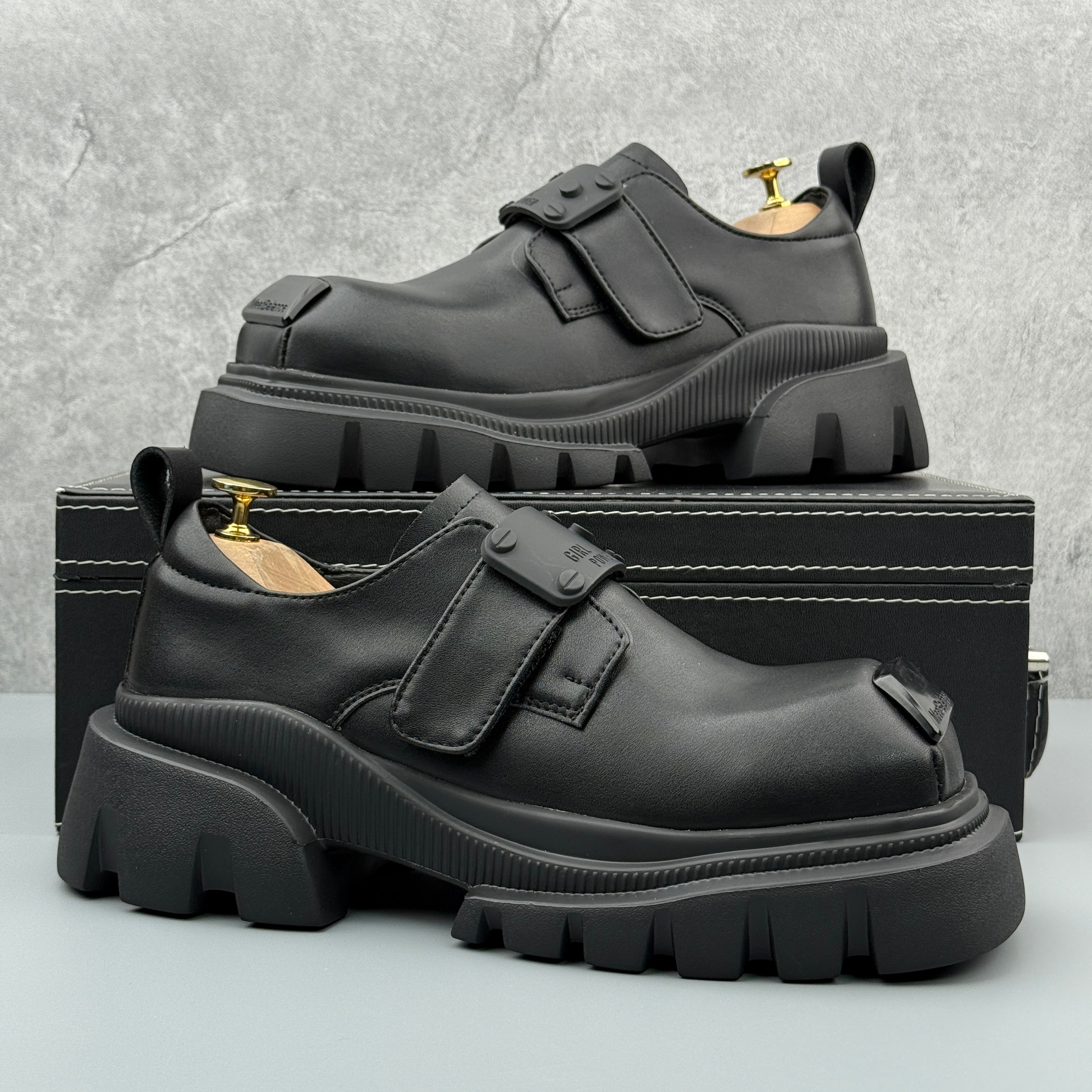 Hybriss Axis Black– Casual Leather Shoes