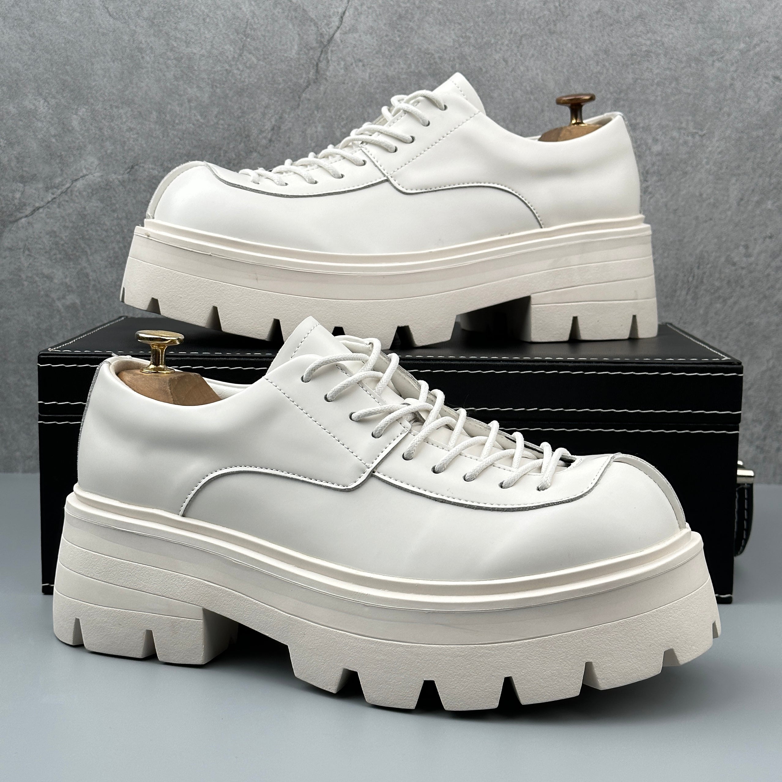 Hybriss Ascend White– Youth Casual Leather Shoes