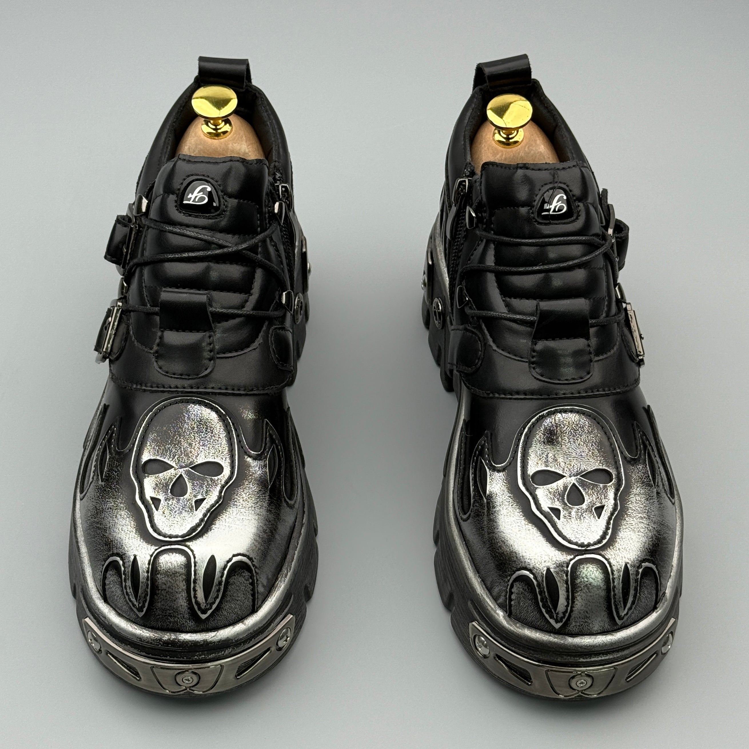 Hybriss Volt Silver– Punk Casual Leather Shoes