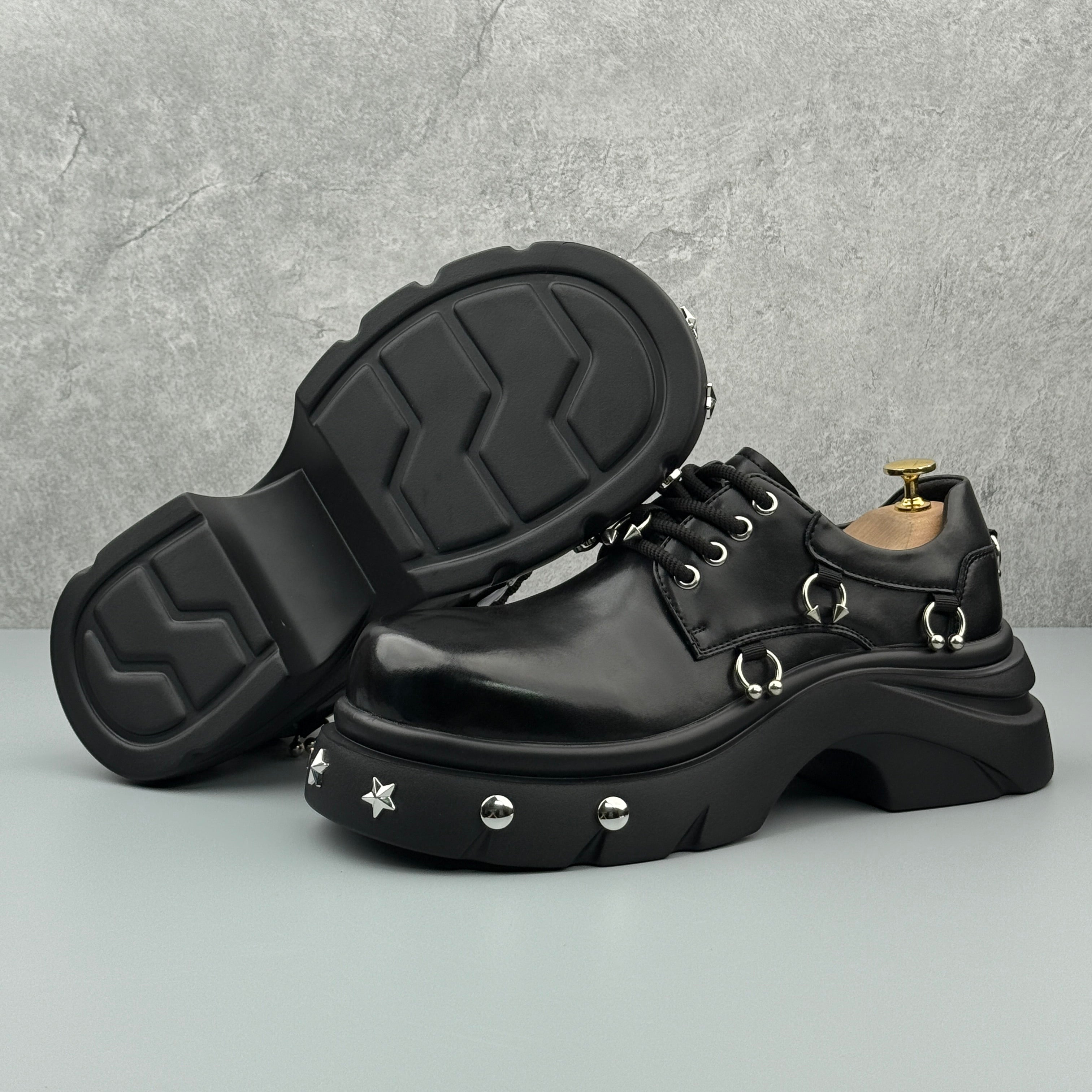 Hybriss Alloy Black– Youth Casual Leather Shoes
