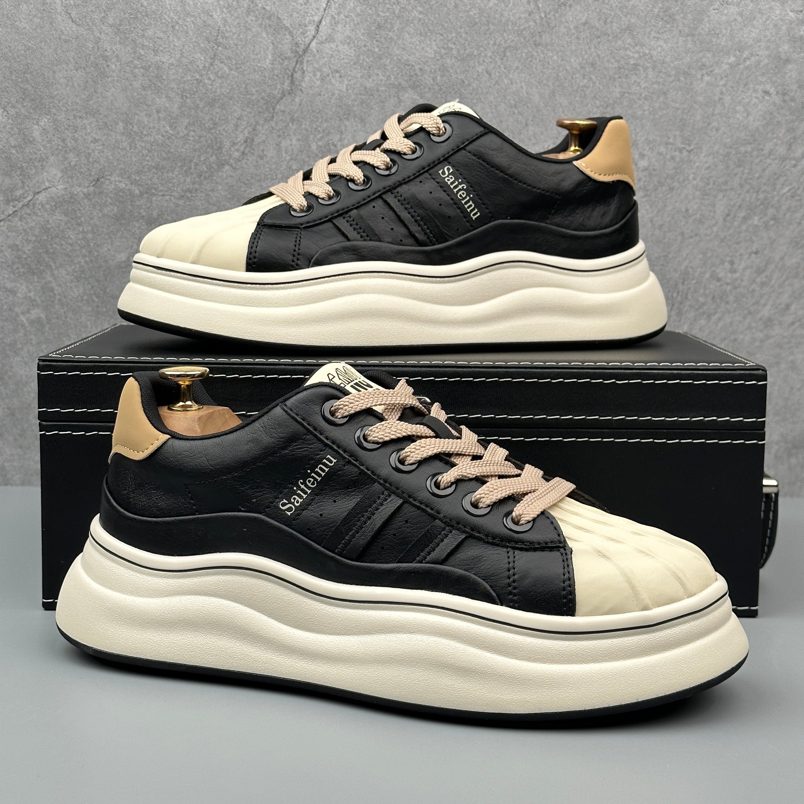 Hybriss SpliceKorea Black– Mikrofaserleder White Shoes