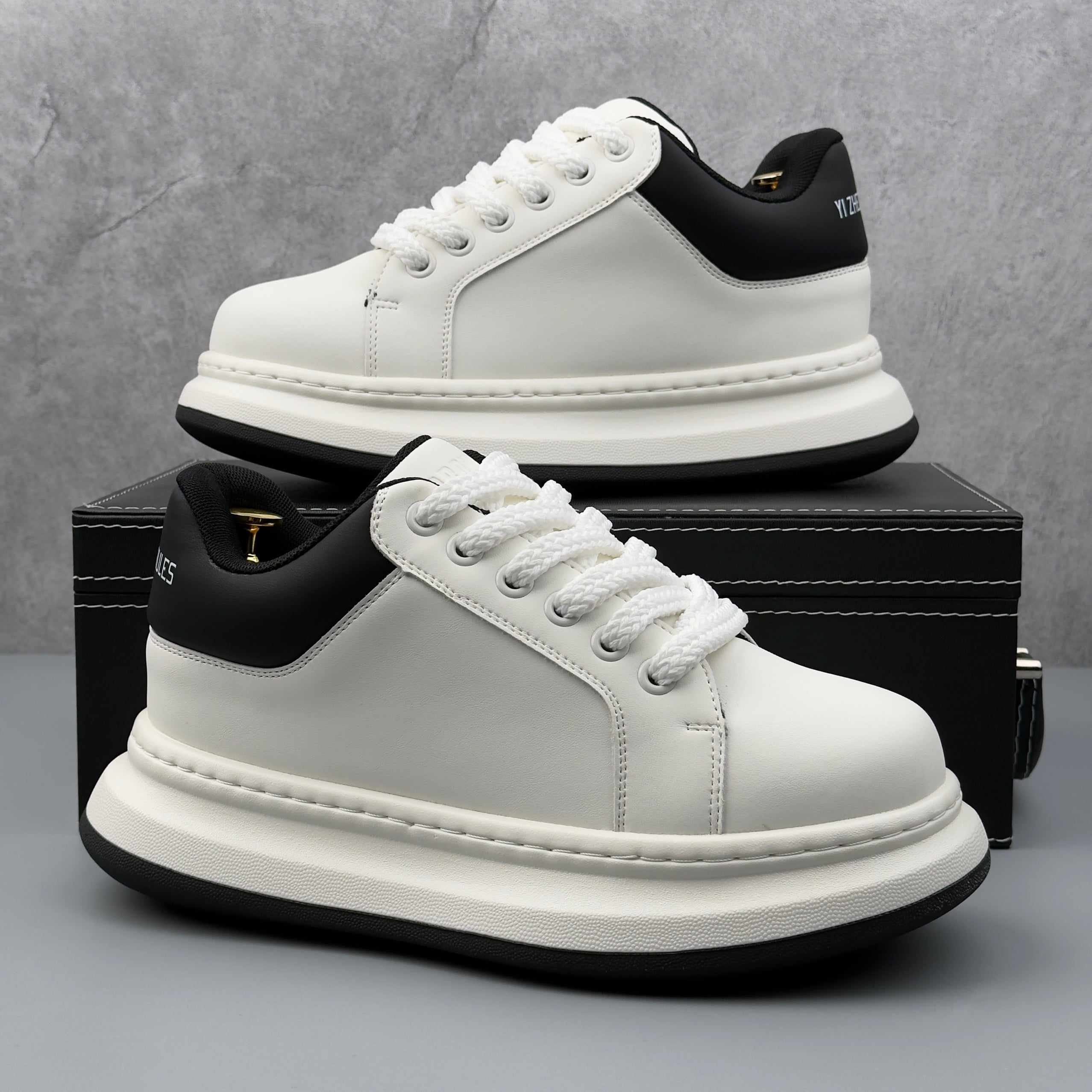Hybriss SimpleCore Black White– PU & Mikrofaserleder White Shoes