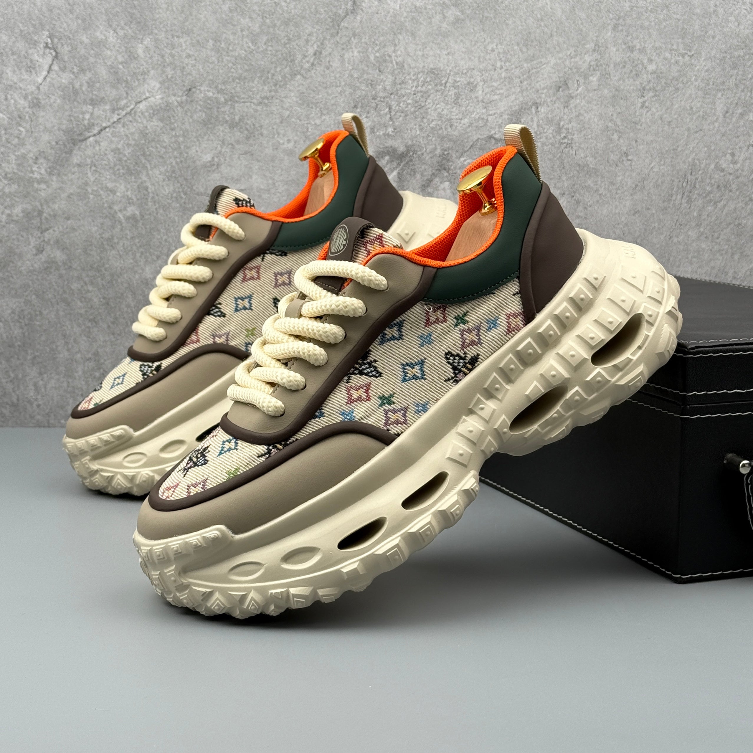 Hybriss DailyRiseCasual Brown Green– Casual Dad Shoes