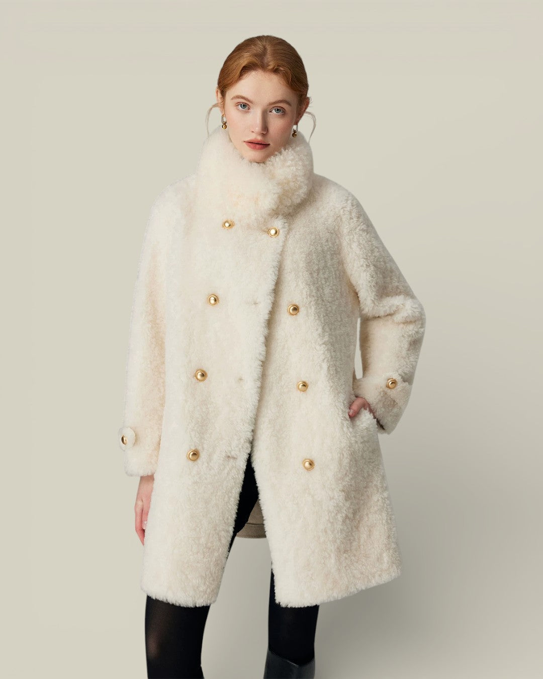 Hybriss "Lumina" Double-Breasted Wool Coat