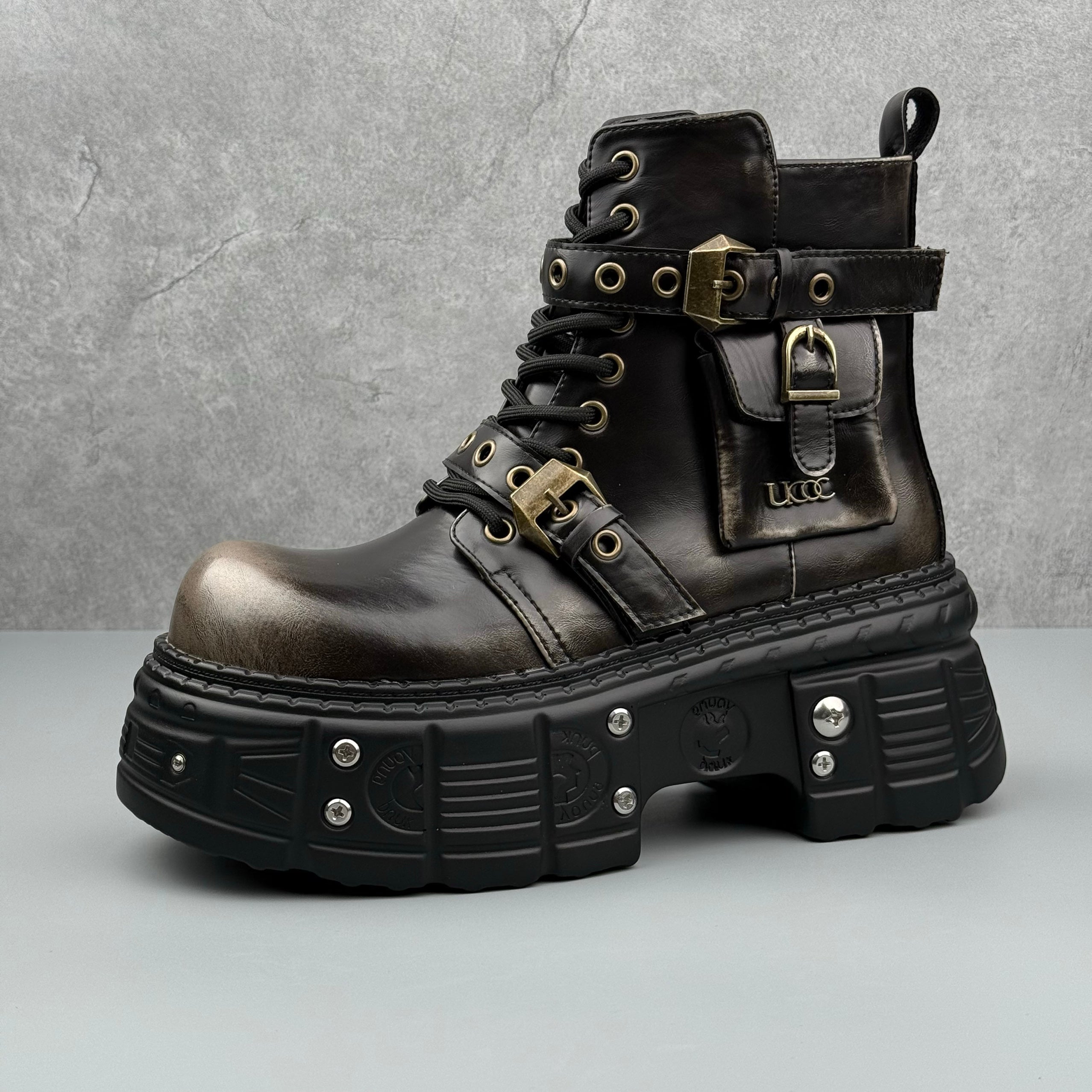 Hybriss Rebellion Argent– Punk Martin Boots