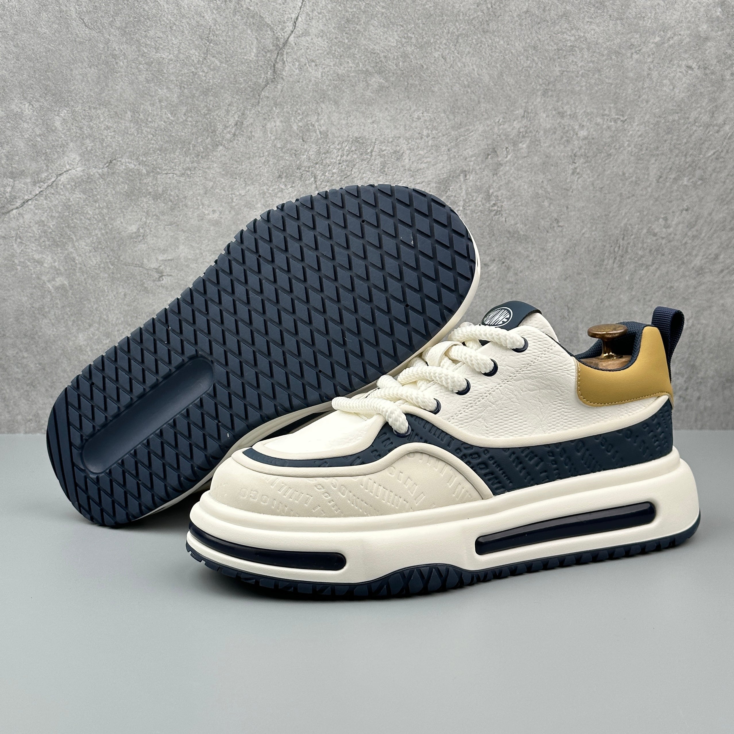 Hybriss LightTrend White Blue– PU & Mikrofaserleder Sneakers