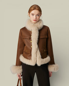 Hybriss "Celeste" Artisan Fox-Trimmed Jacket