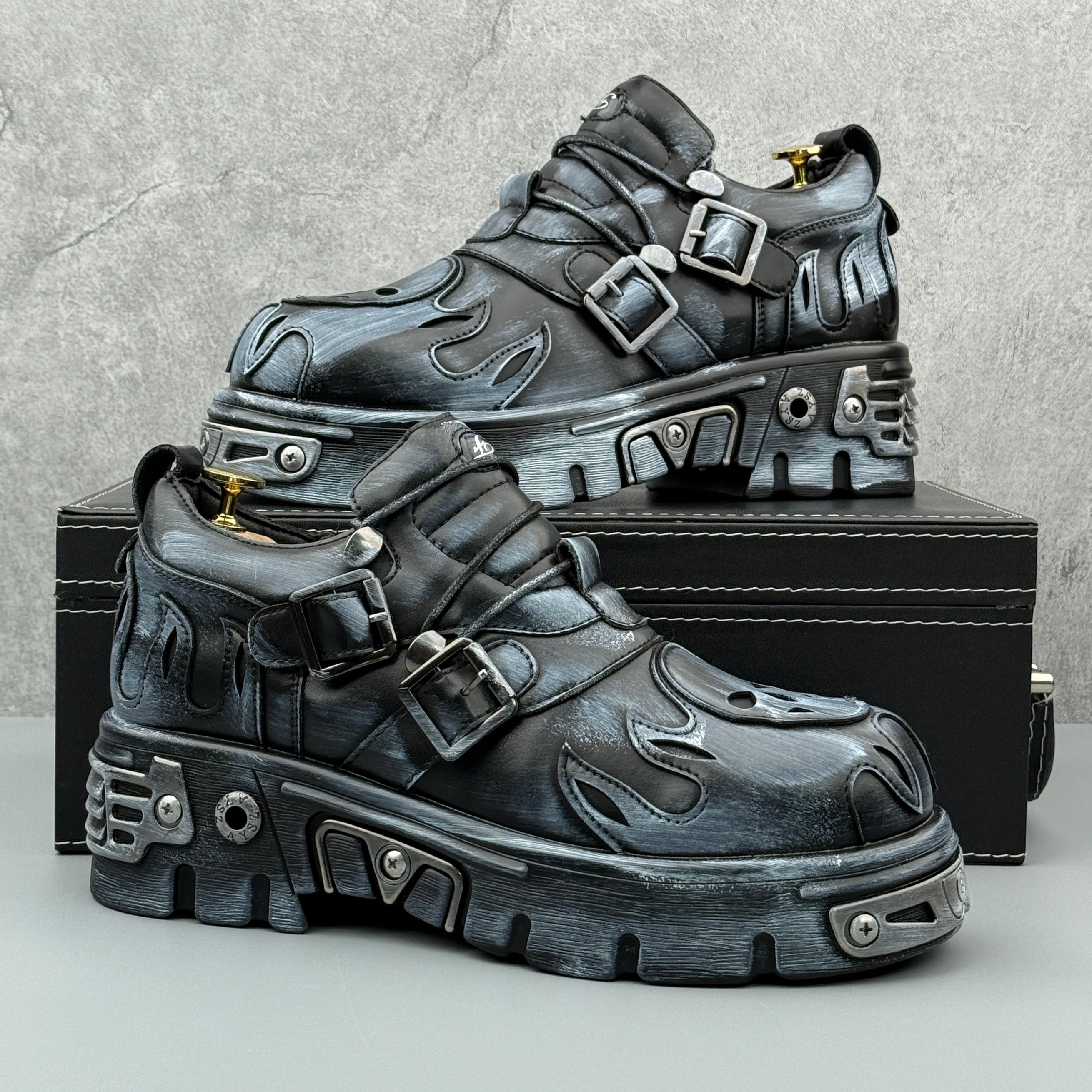 Hybriss Volt Wipe white– Punk Casual Leather Shoes