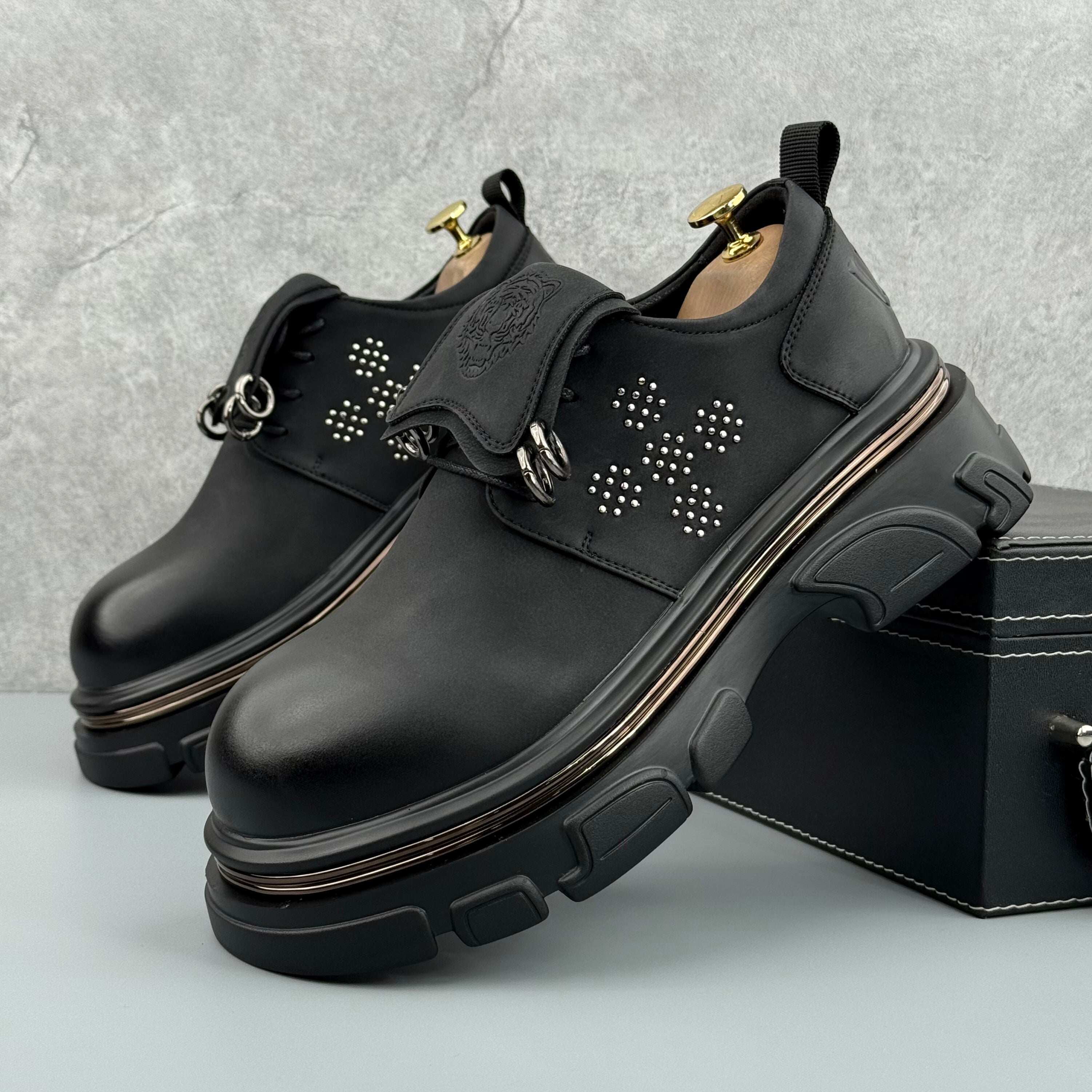 Hybriss Stitched Edge Black– Youth Casual Leather Shoes