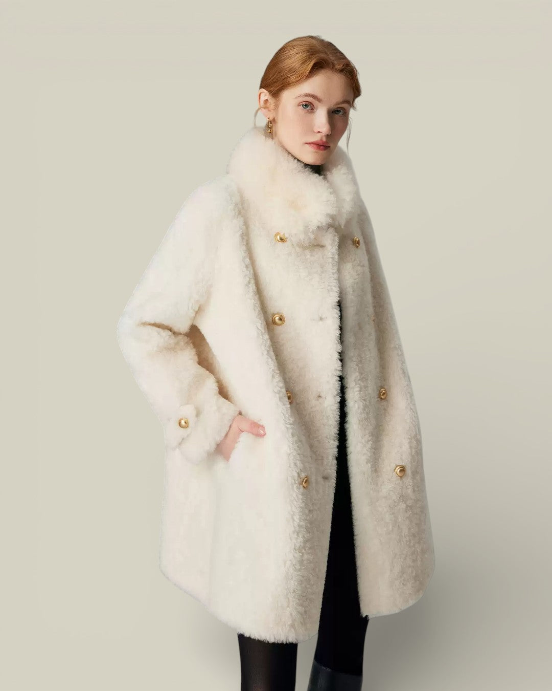 Hybriss "Lumina" Double-Breasted Wool Coat