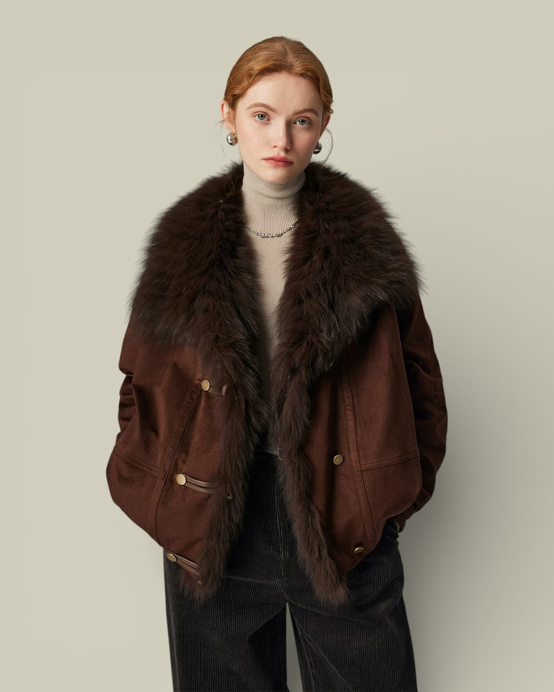 Hybriss "Vesper" Fox-Collared Heritage Coat