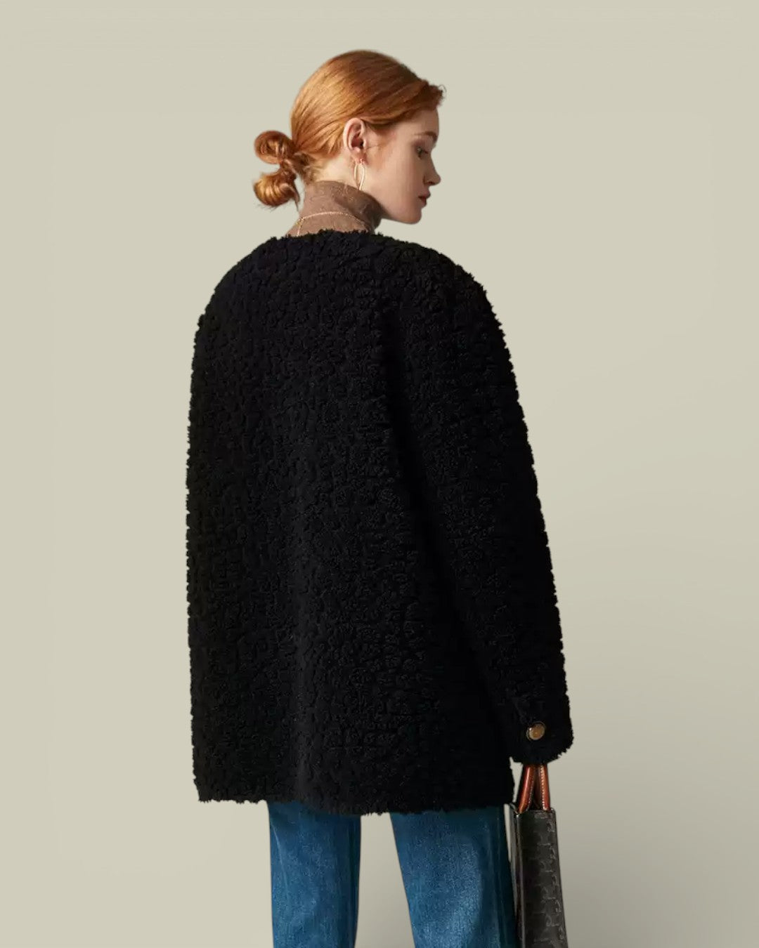 Hybriss "Estelle" Double-Breasted Lamb Wool Coat