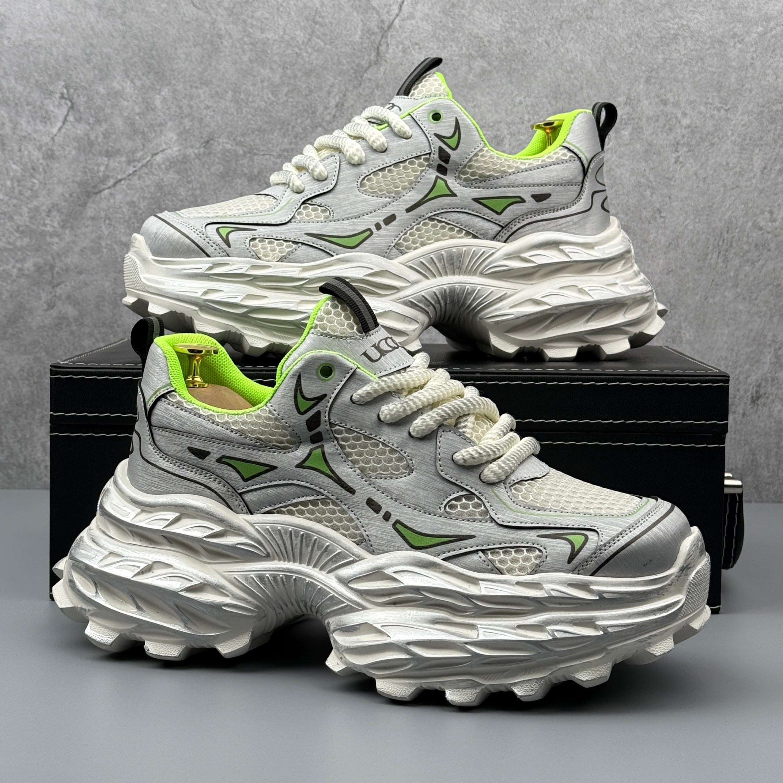 Hybriss ElevateCore Silver Green– Youth Casual Dad Shoes