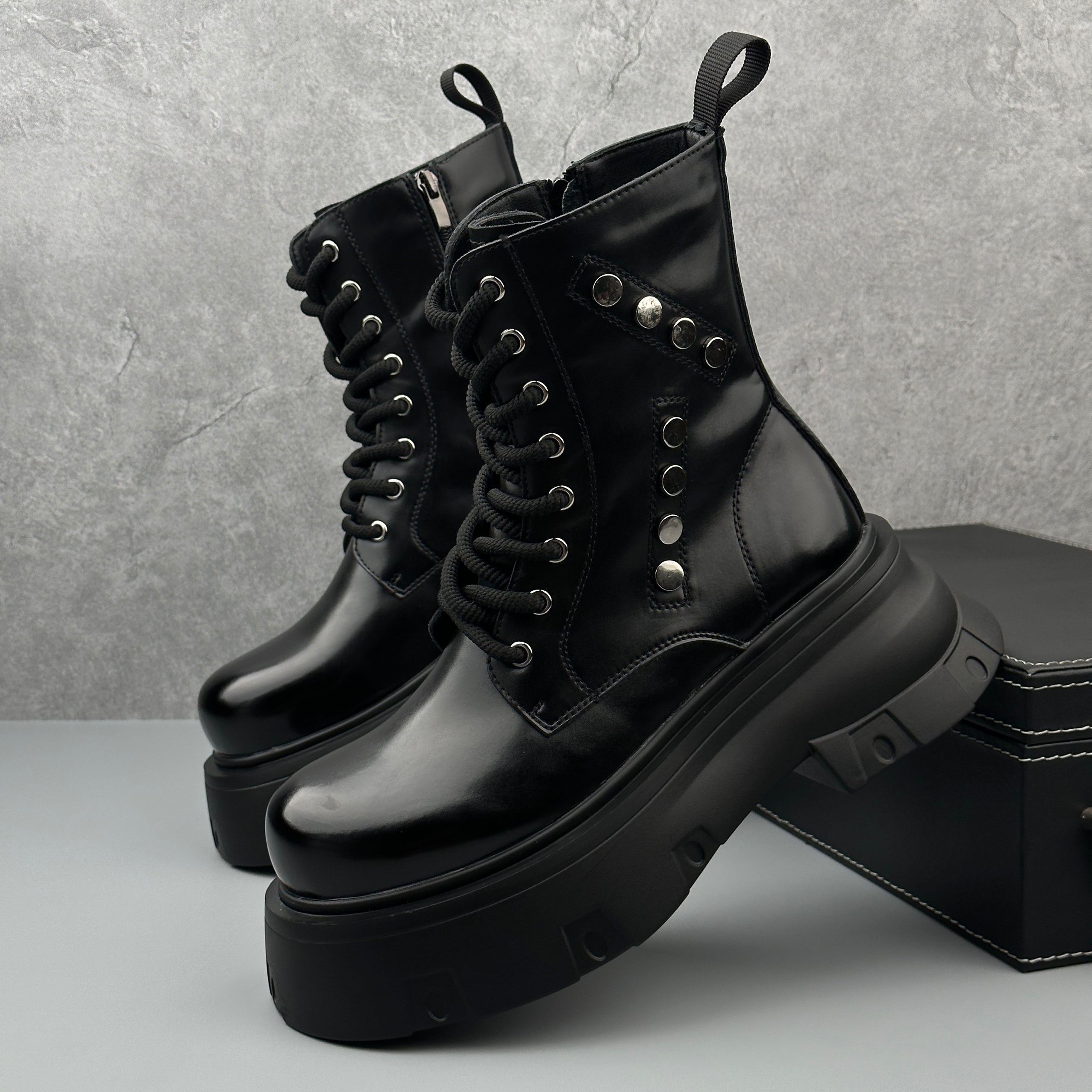 Hybriss Dominion– Martin Boots with Rivet Detail