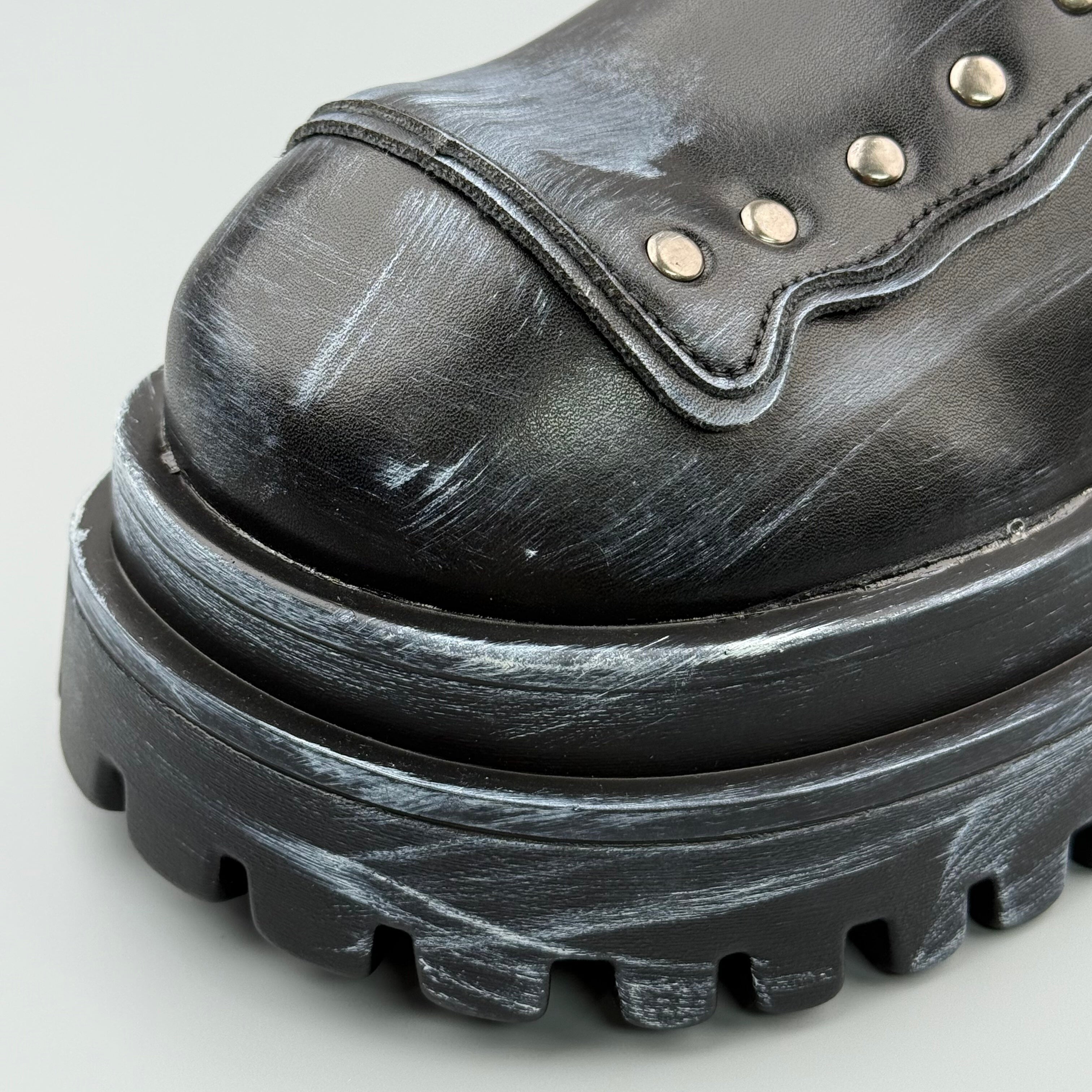 Hybriss Flux Black White– Youth Casual Leather Shoes