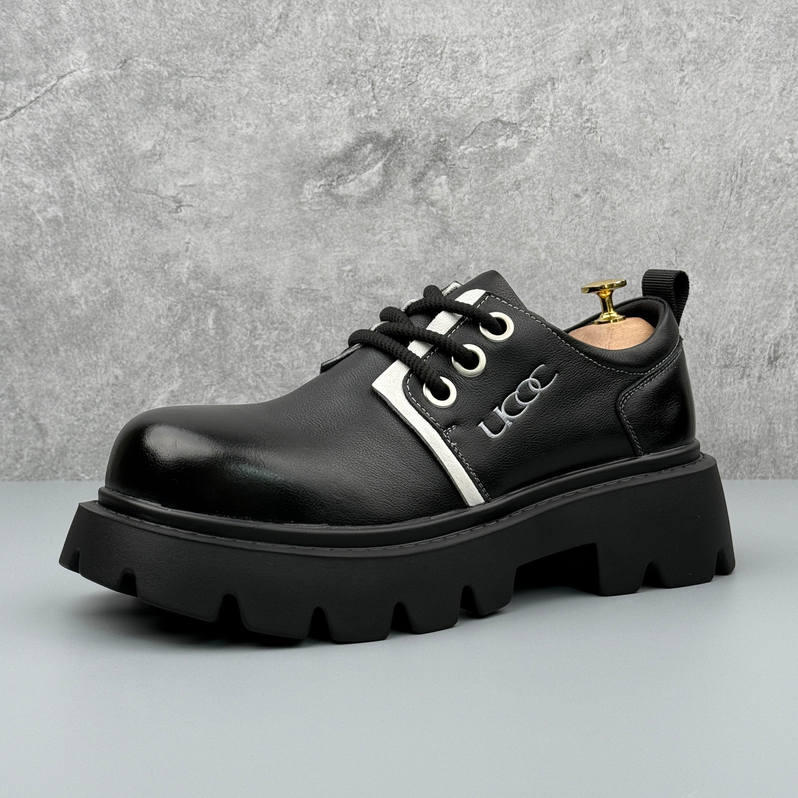 Hybriss Elevare Black– Leisure Casual Leather Shoes